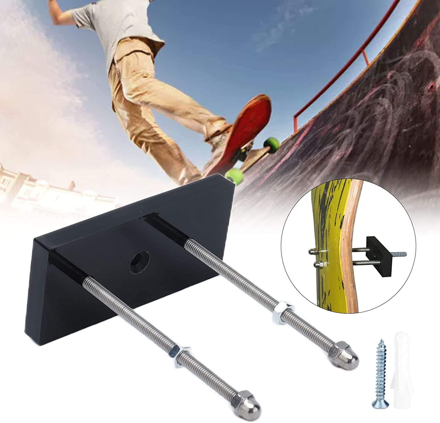 Skateboard Rack, Wall Mount Skateboarding Float Rack Skateboard Hanger Storage Rack Suspension Rack image number 6