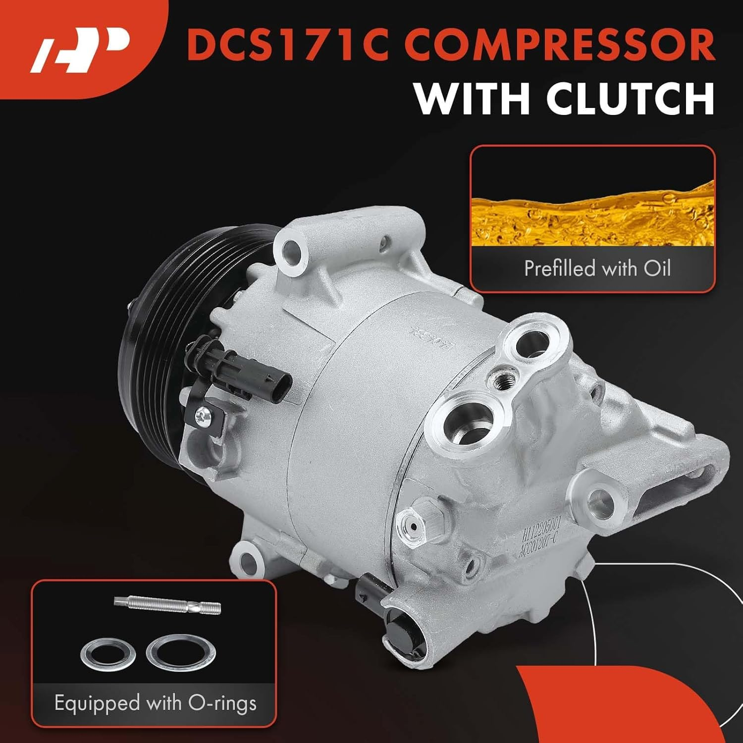 A-Premium AC Compressor with Clutch, Automotive Replacement Parts Compatible with Chevrolet Colorado 2015-2020 Equinox 2018-2020 GMC Canyon 2015-2019 Terrain 2.5L 1.5L