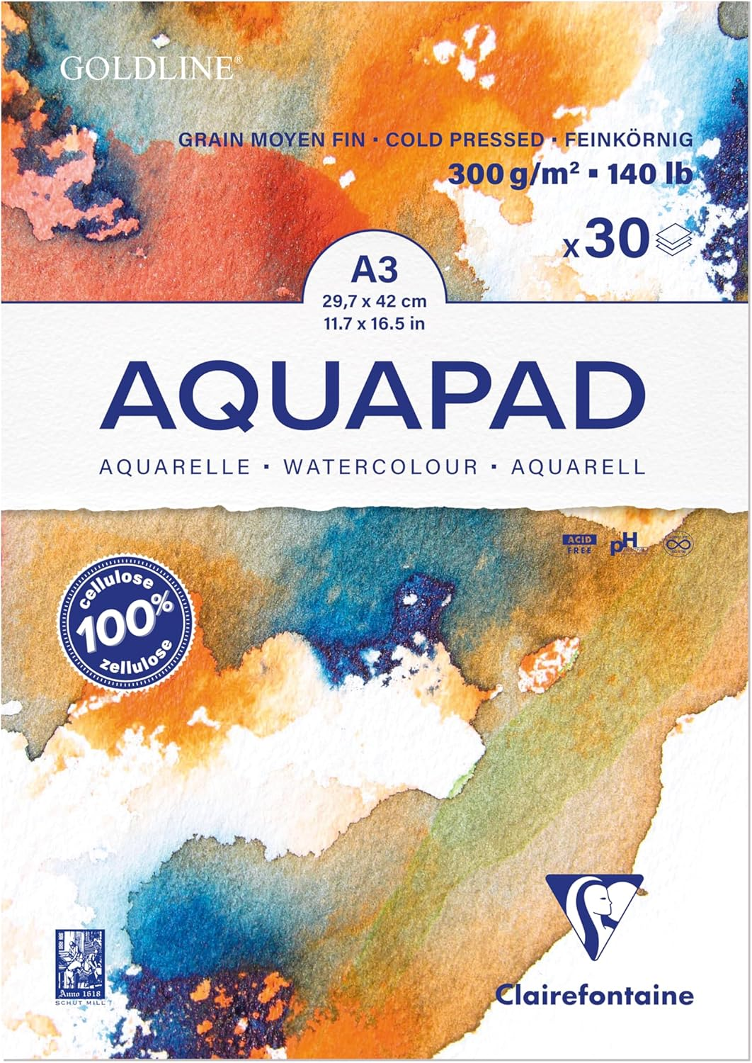 Clairefontaine Goldline Aqua Watercolour Pad 300Gsm A3 image number 2