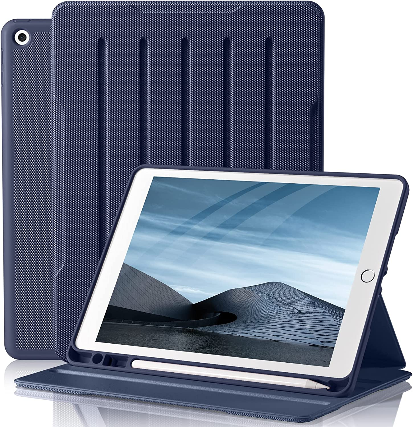 Witzon PU Leather Case Compatible with Ipad 10.2 Inch 2021/2020/2019 Ipad 9Th/8Th/7Th Generation Cover with Pencil Holder, Business Protective Case for Apple Ipad 9Th Gen, Auto Wake/Sleep - Navy image number 1