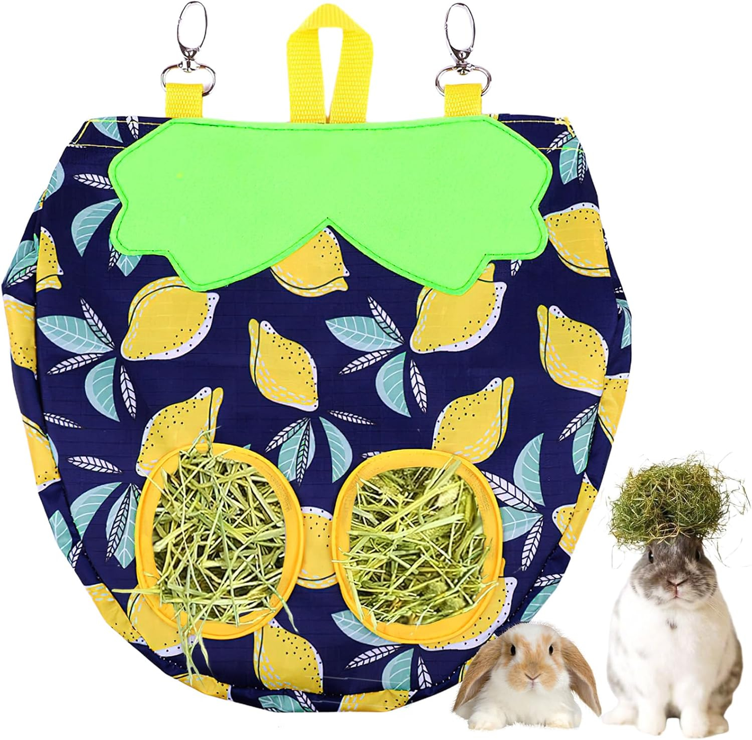 Hay Bag Guinea Pigs, Dellyy Rabbit Food Bag, Hay Bag, Guinea Pigs, Small Animal Feeder, for Rabbit, Chinchilla, Hamster, Small Animals, with 2 Windows (Blue, 2) image number 6