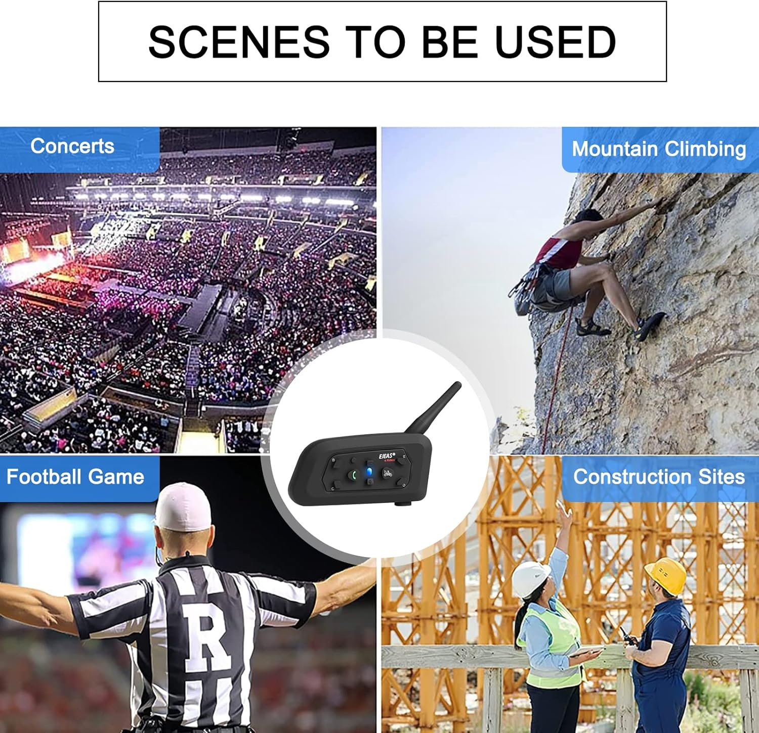 EJEAS 2 Sets V6C Group Referee Bluetooth Intercom Kit Wireless Communication System for Football Soccer Hockey Rugby Sport (Pack of 2)