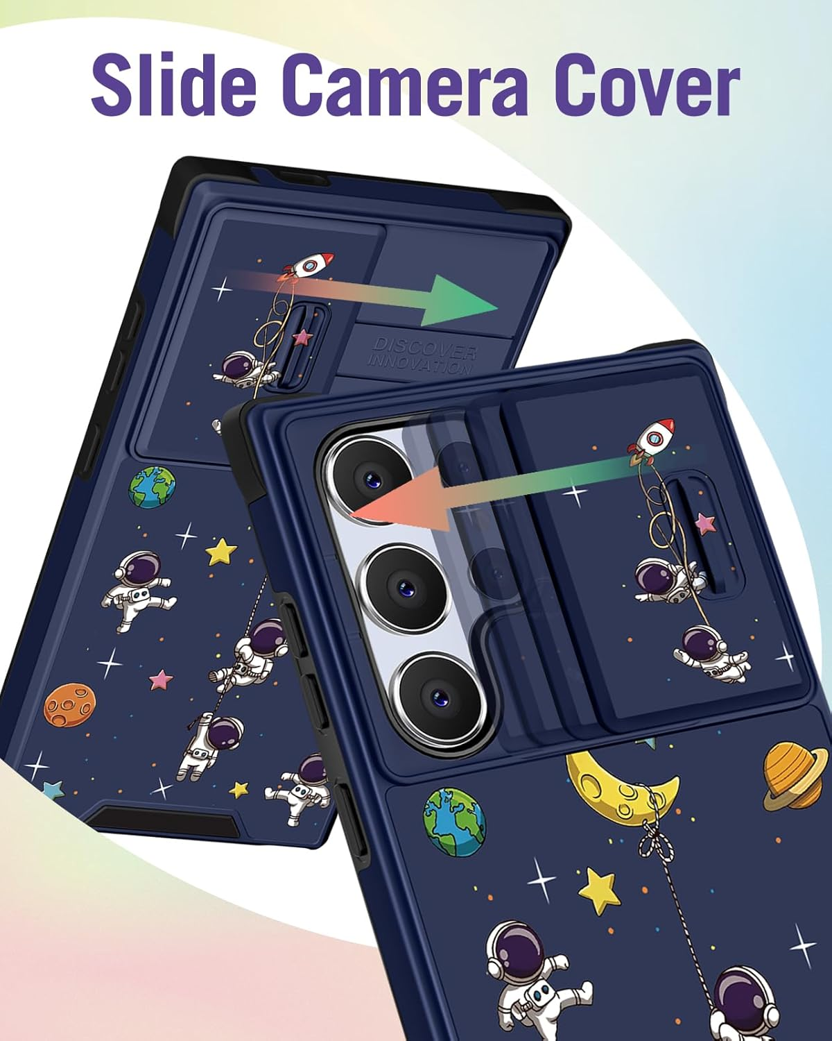 Buleens for Samsung Galaxy S25 Ultra Case - with Ring Stand & Camera Cover Aesthetic Cute Designed for Women Girls Girly Cool Cartoon Astronaut for Samsung S25 Ultra Phone Case Compatible with Magsafe image number 2