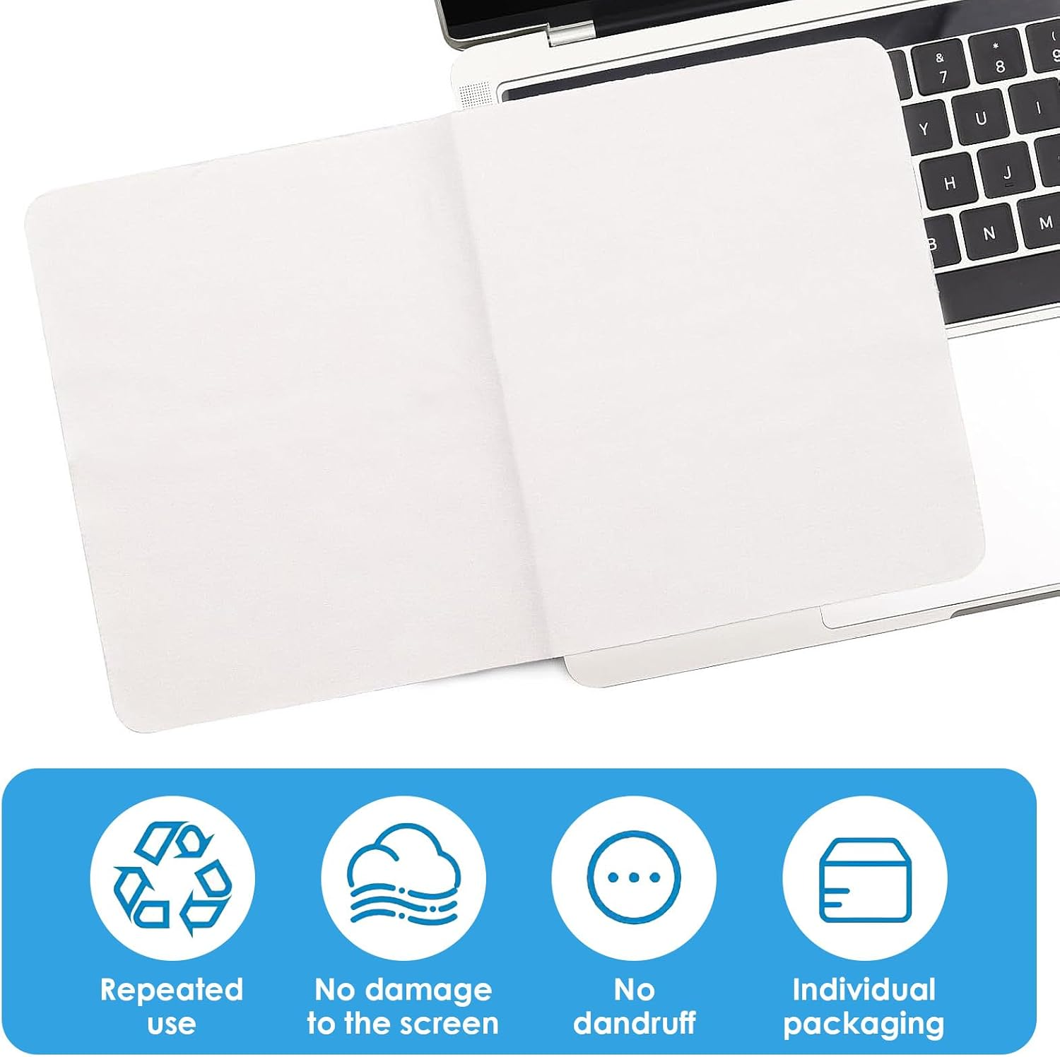 Screen Keyboard Protection Microfiber Liner & Cleaning Cloth with Screen/Keyboard Imprint Protection, Dustproof Blanket Cover Compatible with Macbook Air 13"/M2 13.6" & Macbook Pro 13"/14" image number 2