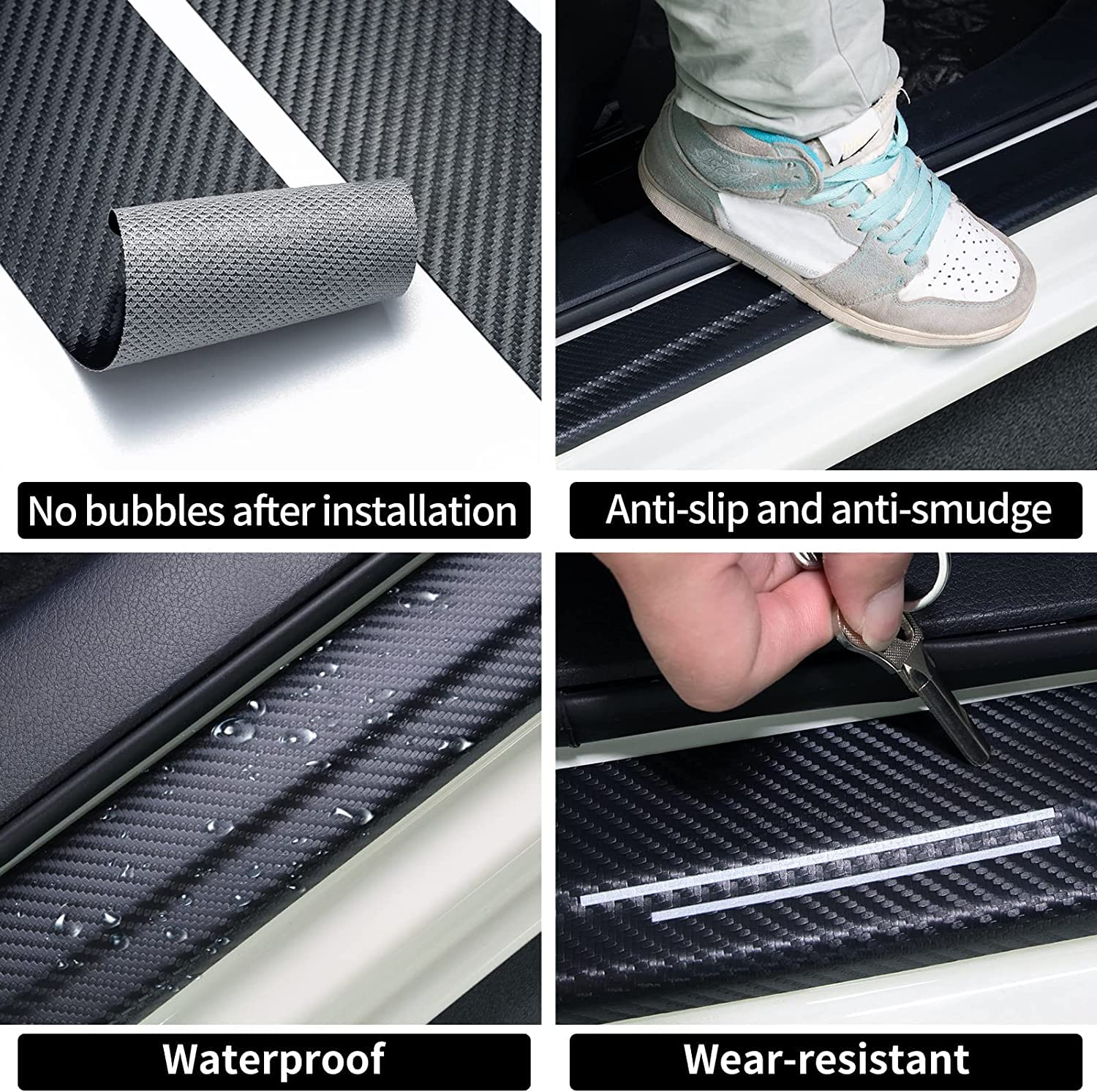 Abiwash SAMKAS 4PCS for Subaru CROSSTREK Door Sill Protector Decoration Entry Guard Scuff Plate Threshold Carbon Fiber Sticker Decorative Scratch Pad Film for CROSSTREK image number 3