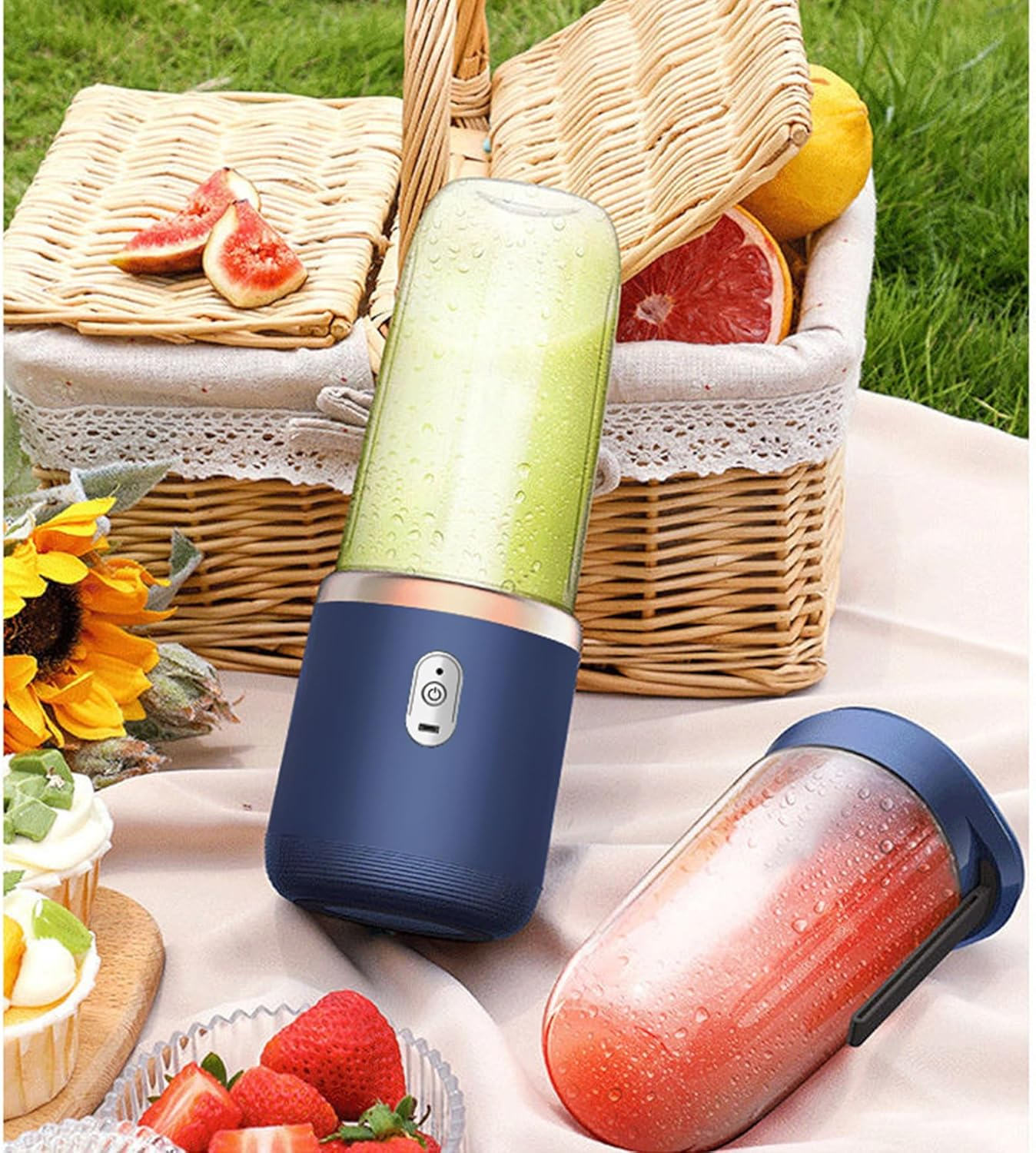 POATOW Portable Blender, USB Rechargeable Smoothie Blender, Personal Blender for Shakes and Smoothies with 6 Sharp Blades, Travel Lid, Waterproof Blender for Kitchen, Office (Blue) image number 4