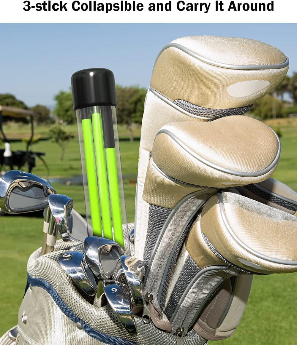 Golf Alignment Stick, 2-Pack Golf Alignment Rods, 48" Collapsible Alignment Stick Golf Training Aid for Aiming, Putting, Posture Corrector, Golf Practice Sticks with Clear Tube Case