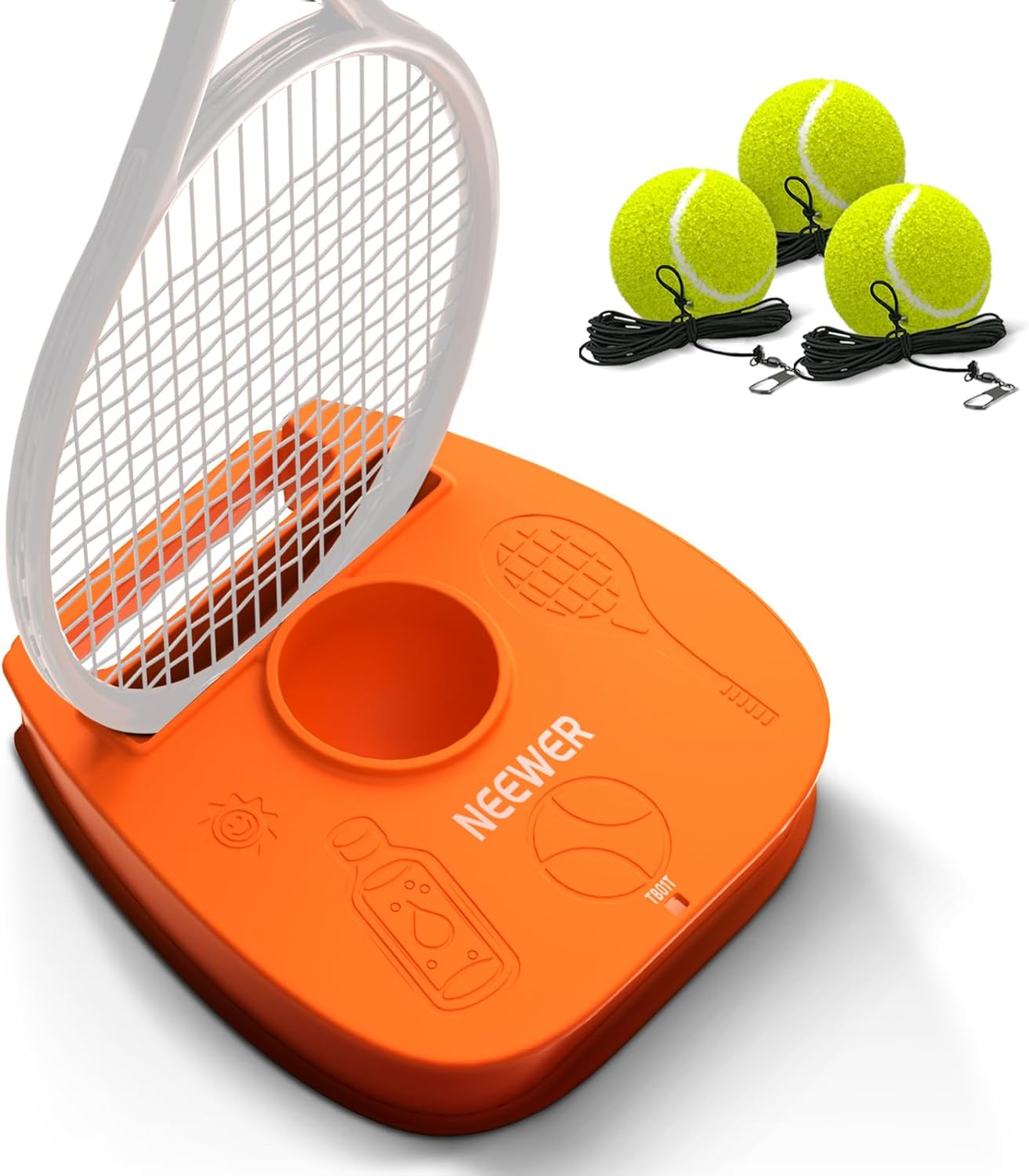 NEEWER Portable Solo Tennis Trainer Rebound Ball Set with Nonslip Weighted Iron Base, Racket Holder, 3X Elastic String Tennis Ball, Self Practice Rebounder for Adults, Kids & Beginners, TB01T image number 5