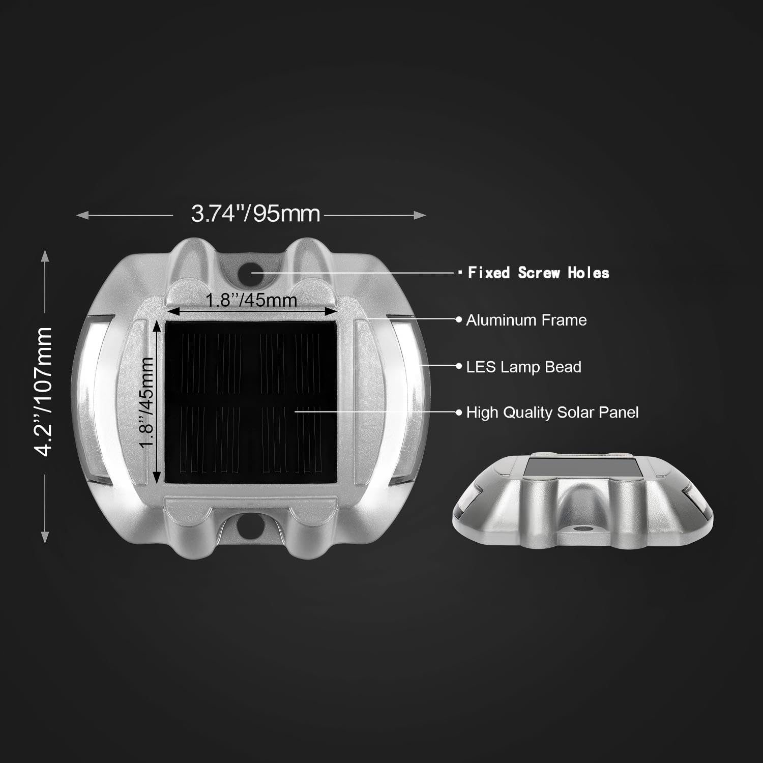 Deck Lights LED Driveway Lights Solar Powered Dock Light Outdoor Waterproof Road Markers for Step Sidewalk Stair Boat Garden Ground Pathway Yard (Green, 2 Pack) image number 3