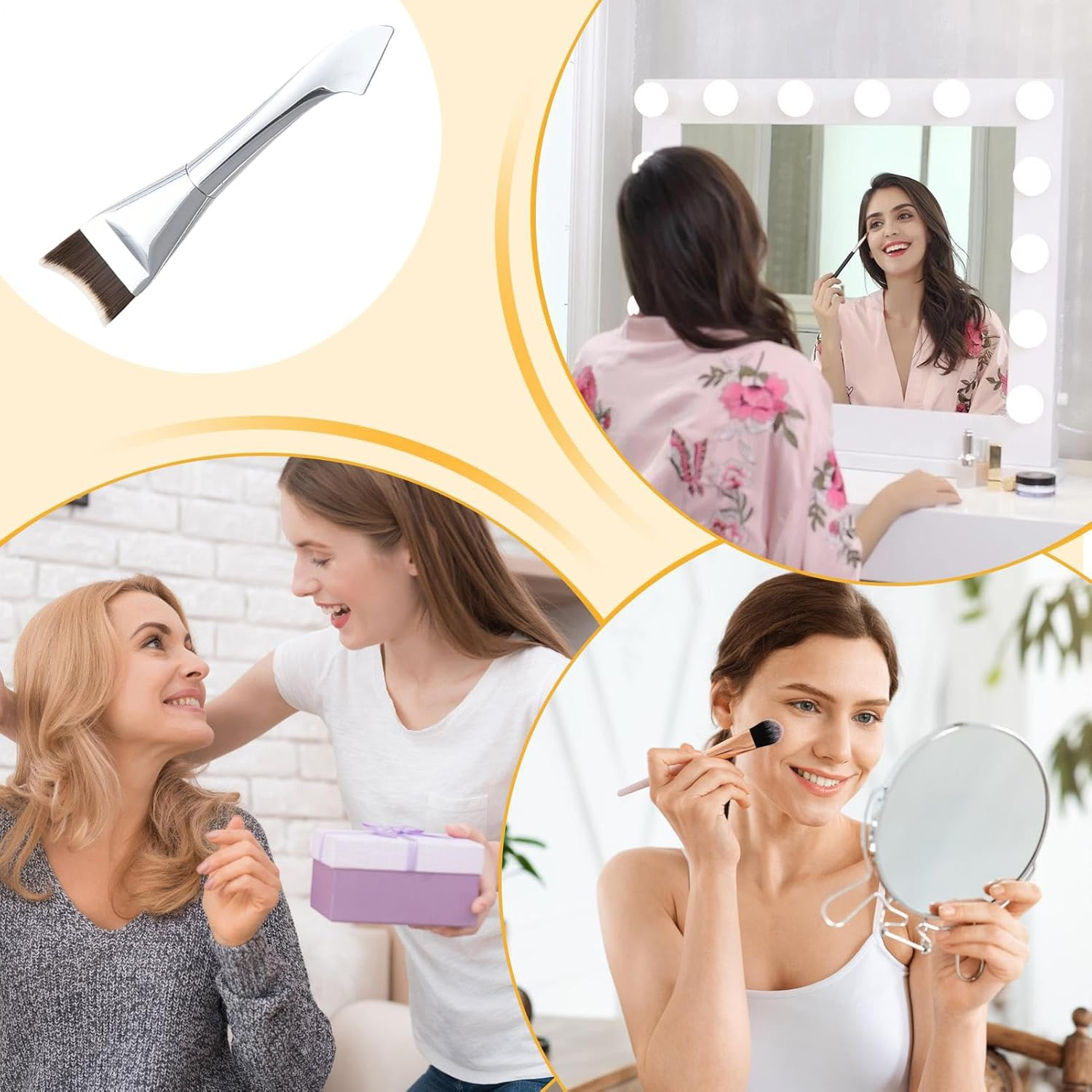 Liquid Foundation Brush | Wet Dry Use Concealer Tool | Concealer Brush - for Women Men Friend Coworker Cheek under Eye Nose Face - G1136 Double-Head Foundation Brush image number 2