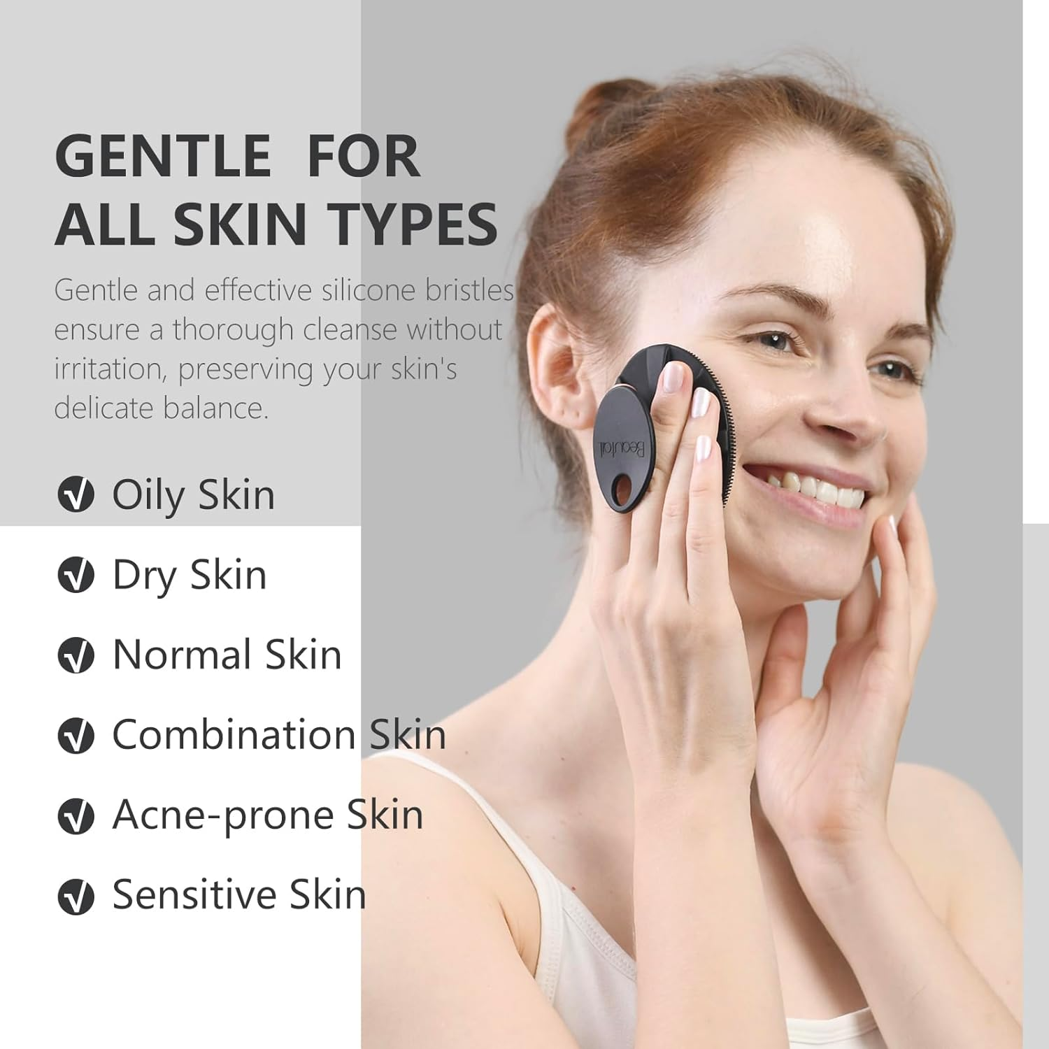 BEAUTAIL Silicone Face Scrubber 2 Pack, Manual Facial Cleansing Brush, Gentle Face Exfoliator for Sensitive Skin, Skin Care Exfoliating Face Brush for Men and Women, Black+Purple image number 1