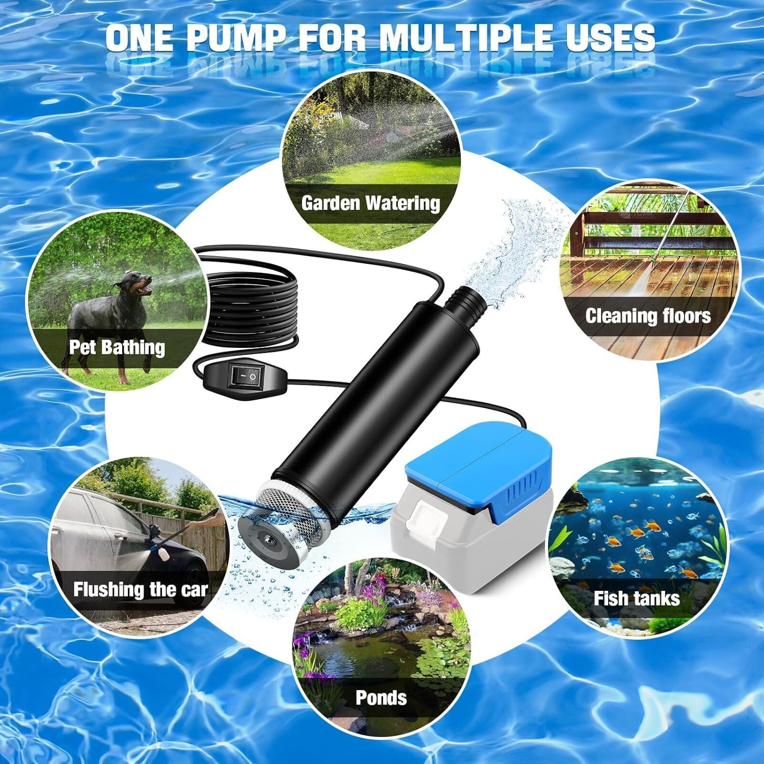 Water Pump for Makita 18V Battery, Suction Pump, 635GPH Portable Transfer Water Pump for Camping Tub Garden RV Pond Draining Job Sites(No Battery) image number 2