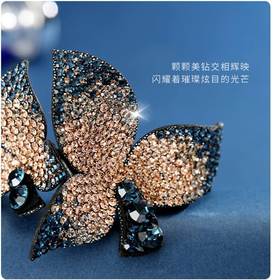 Alligator Clip,Headdress,Hair Clamp,Hairpins,Hairpin Leaves Hair Accessories Hairpin Female Top Clip Back Head Spring Clip Rhinestone Clip Headgear (Color : B, Size : 8.9**5.8Cm) image number 2