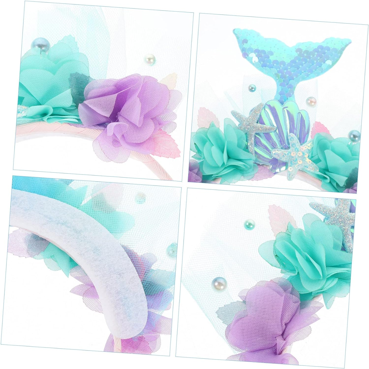 1Set Mermaid Costume Set Sequin Crown Headband Fairy Wand for Accessories for Birthday Cosplay Parties Decorative Hair Hoop Girls Mermaid Props