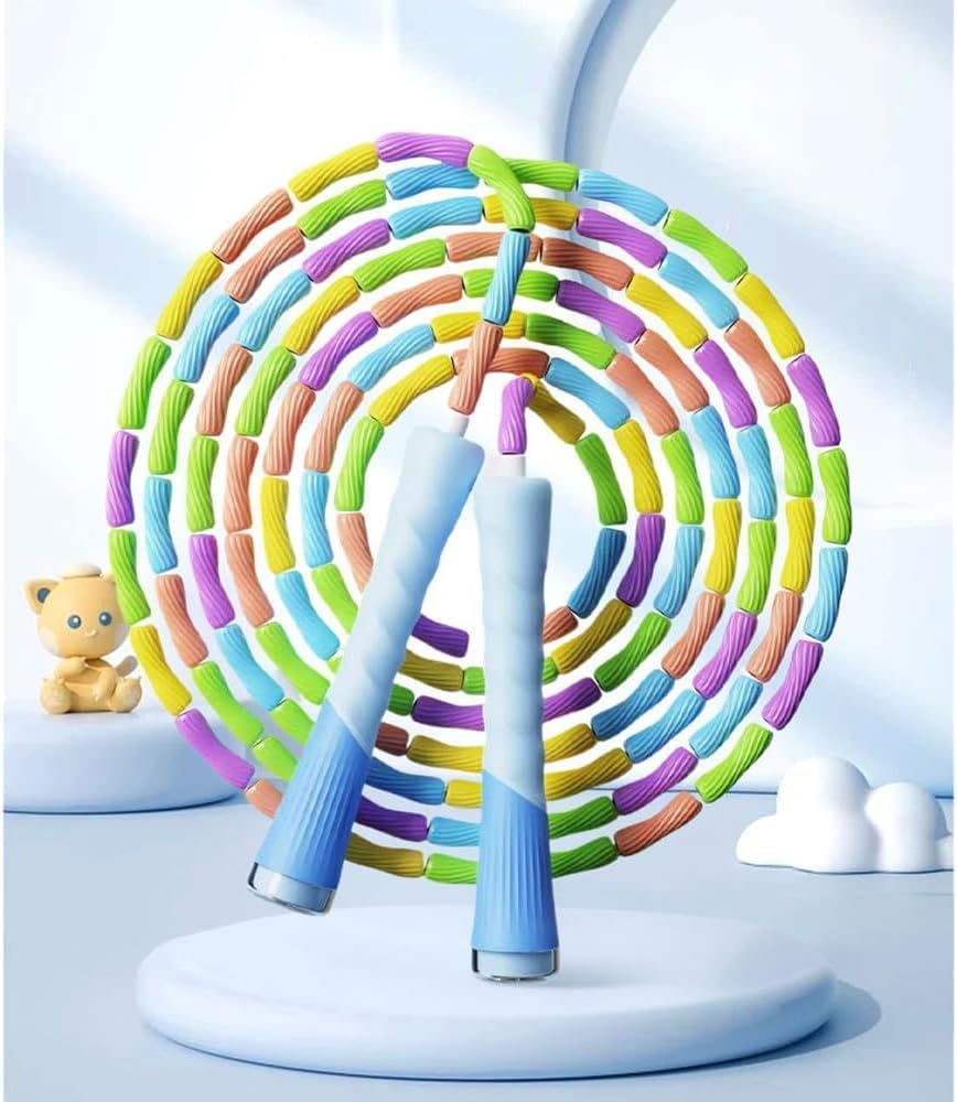 Skipping Rope Kids, Tangle-Free Segmented Soft Beaded Jump Rope Adjustable Length, Jump Rope for Kids Outdoor Fitness, Gymnastics, Training, Exercise and Weight Loss image number 2