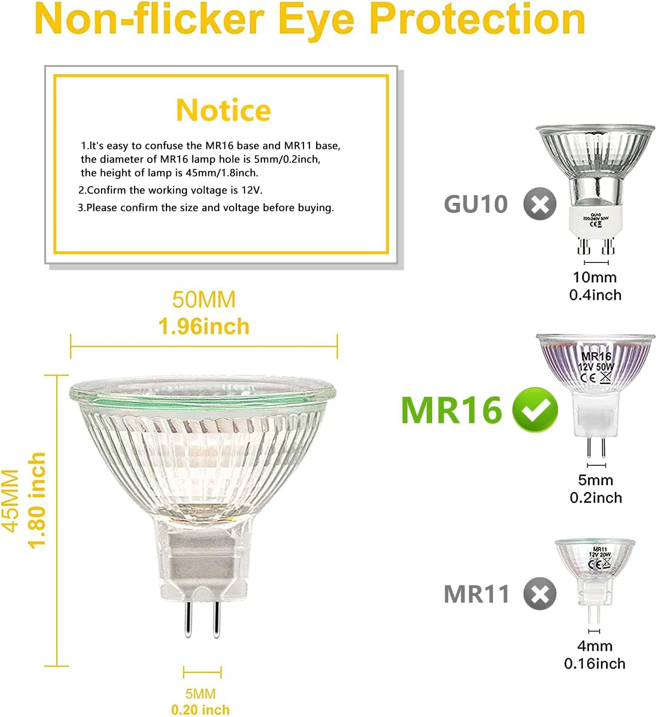Simusi MR16 Halogen Light Bulbs, Halogen 12 V 35 W MR16, GU5.3 Halogen 35 W Ceiling Bulbs, 2 Pin Dimmable, Halogen Spot Bulbs, Halogen Reflector 2700 K Warm White, Pack of 6 image number 4