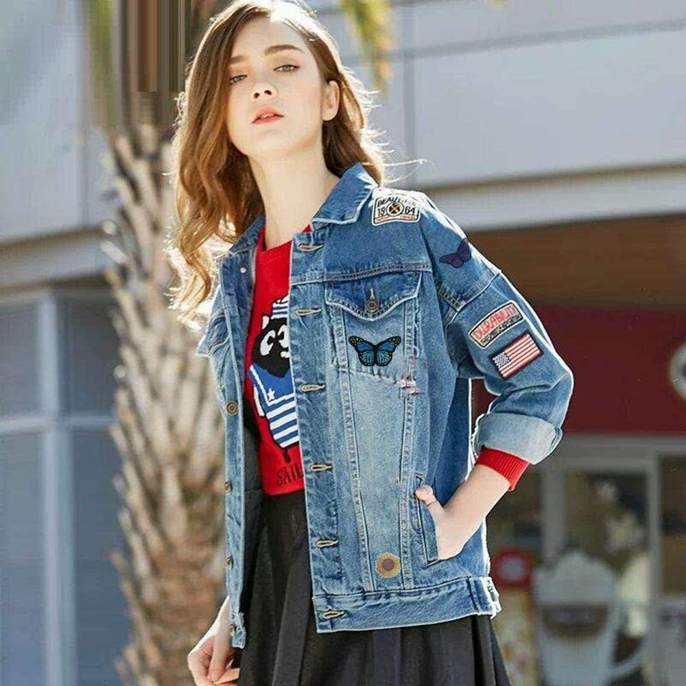 Embroidered Iron on Patch for Clothing,Sunflowers Butterfly Iron on Patches Set,Large Size Cute Decoration Embroidered Patches Pack for Jeans,Bags, Clothing, Arts Crafts DIY (Mix) - Flower image number 4