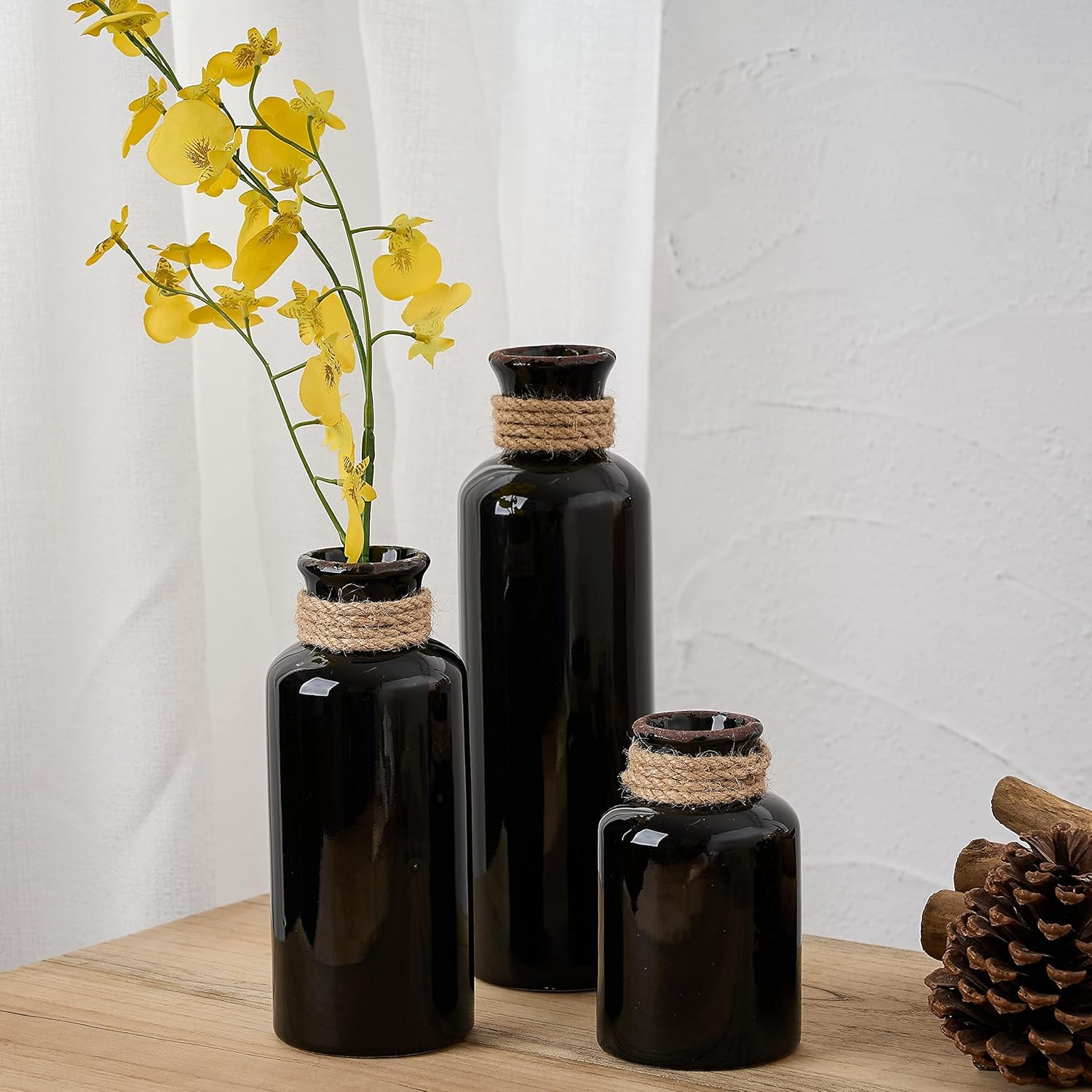 Luka Ceramic Rustic Farmhouse Vase,10 Inch Terracotta Vase,Pottery Decorative Flower Vase for Home Decor, Table, Living Room Decoration, Shelf Decor,Housewarming