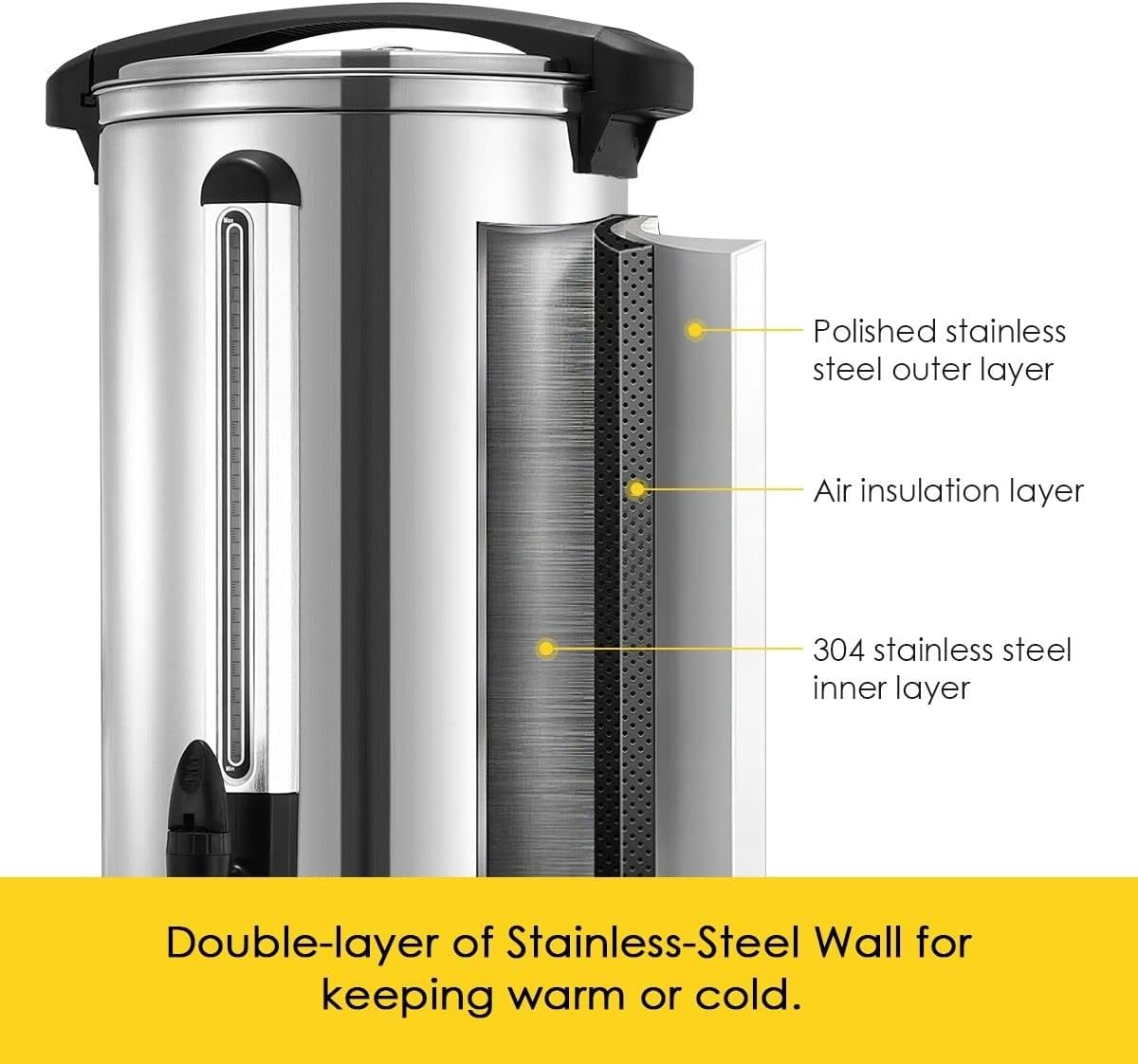 Maxkon 28L Hot Water Urn,2000W Stainless Steel Electric Hot Beverage Dispenser with Boil Dry Protection,Quick Brew Commercial Coffee Urns Percolator Electric for Gatherings - 20L image number 2