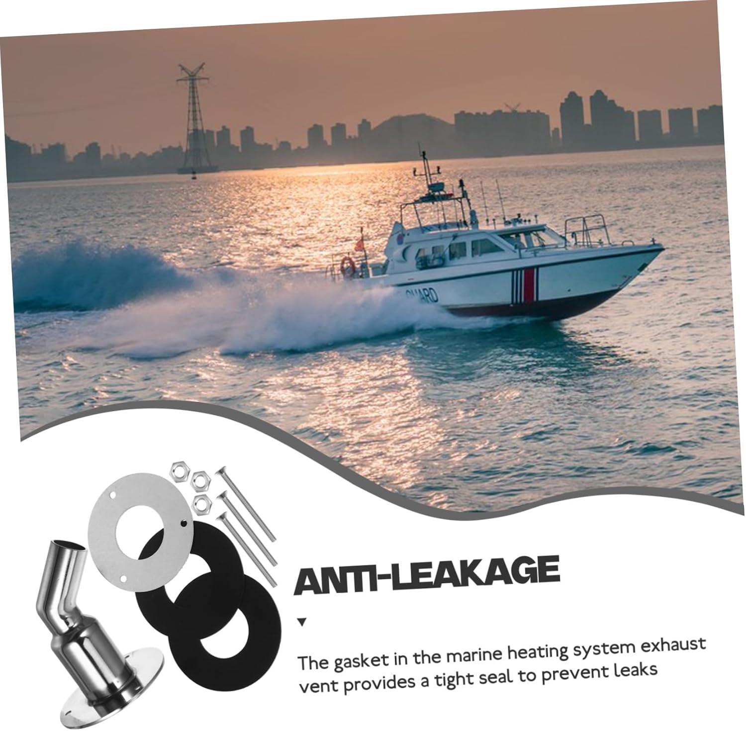 INOOMP Stainless Steel Heater Exhaust Hull Exhaust Skin Steam Diverter Gasket Included image number 2