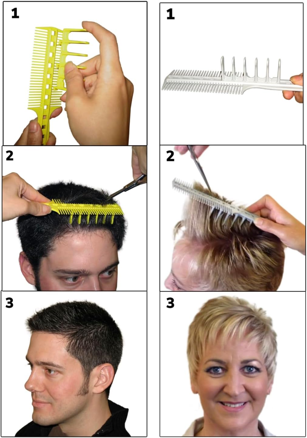 Combpal Scissor Clipper over Comb Hair Cutting Tool - DIY Home Hair Cutting Guide Comb Set (Classic Set, Yellow) image number 2