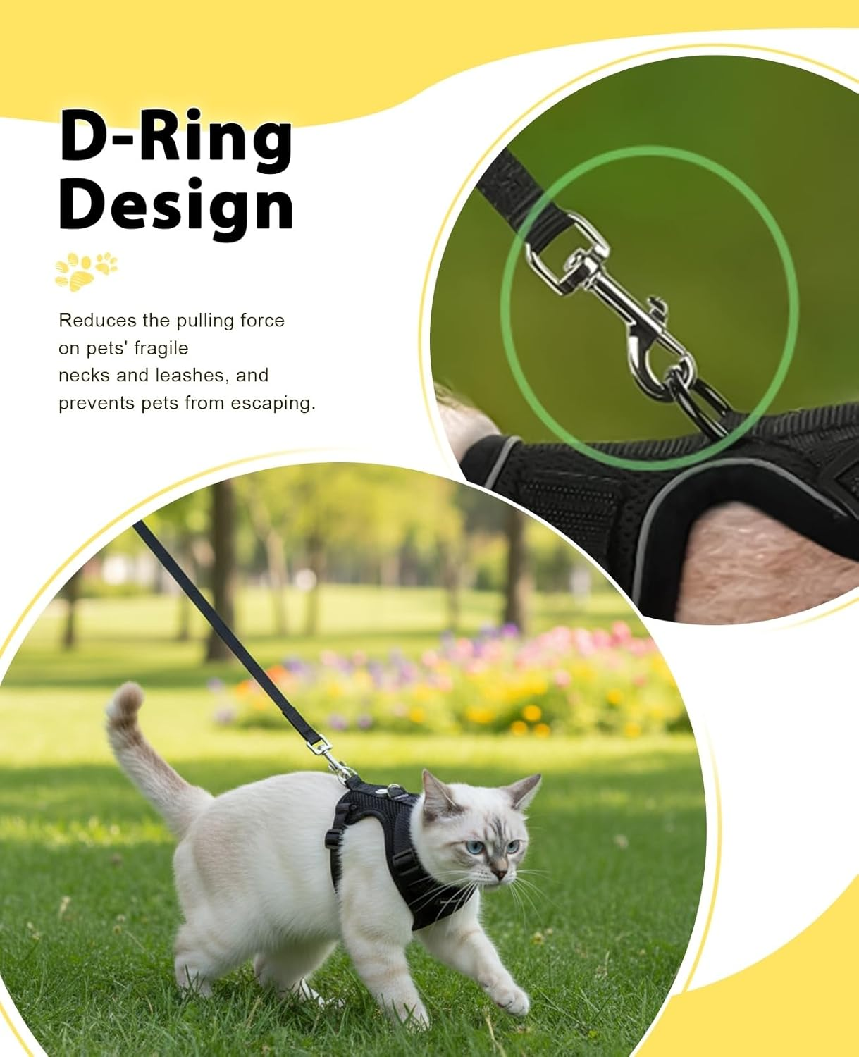 Escape-Proof Cat Harness & Leash Set, Adjustable Soft Vest with Reflective Trim for Outdoor Walking Safety (Durable Polyester) (S-Pink) image number 2