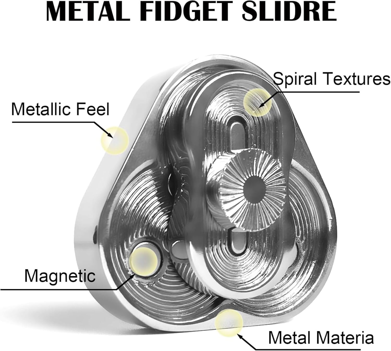 Metal Fidget Slider, Triangle Magnetic Fidget Slider, EDC Metal Fidget Slider Toys, Fidget Toys Adults, Autism Sensory Toy for Adults (Silver)