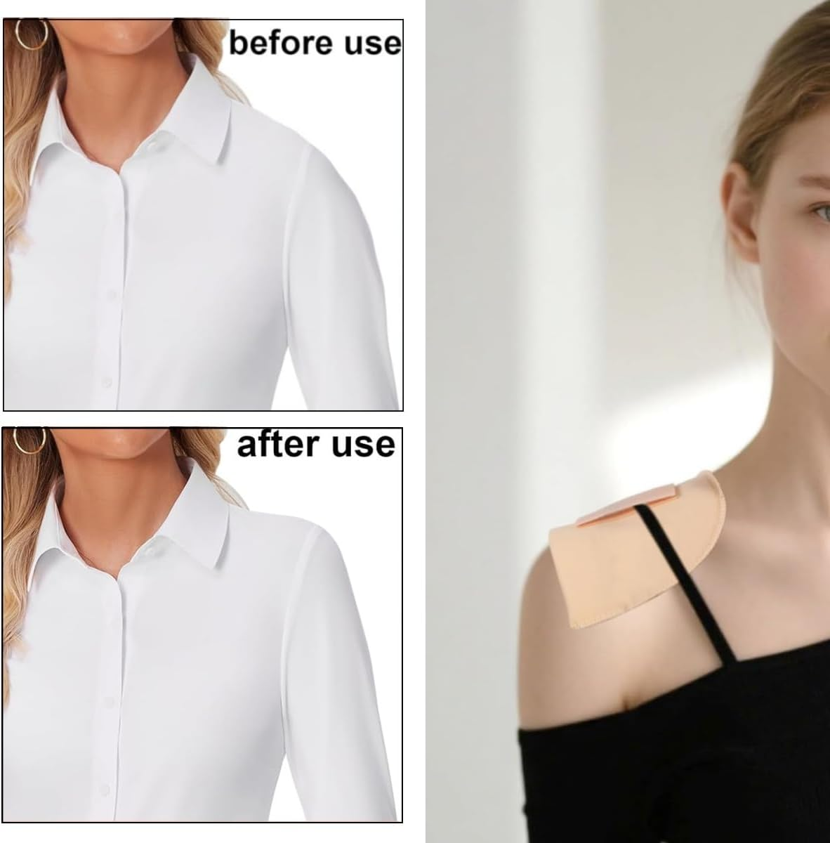 Gewaha 3 Pairs Shoulder Pad,Shoulder Pads for Women Clothes,No-Sewing Required Anti-Slip Detachable Reusable Soft Sponge Shoulder Pads for Men Blazer Clothes Sewing Accessories image number 3