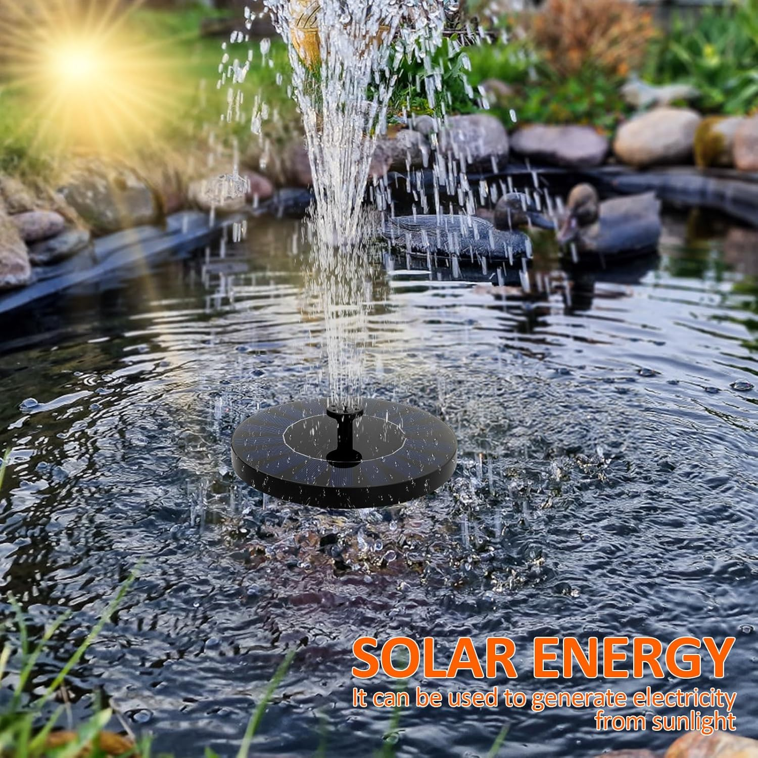 Outdoor Solar Fountain,Solar Pond Pump with 6 Fountain Styles,Easy Installation for Garden,Pond,Fish Container,Bird Bath,Swimming Pool (18Cm) image number 3