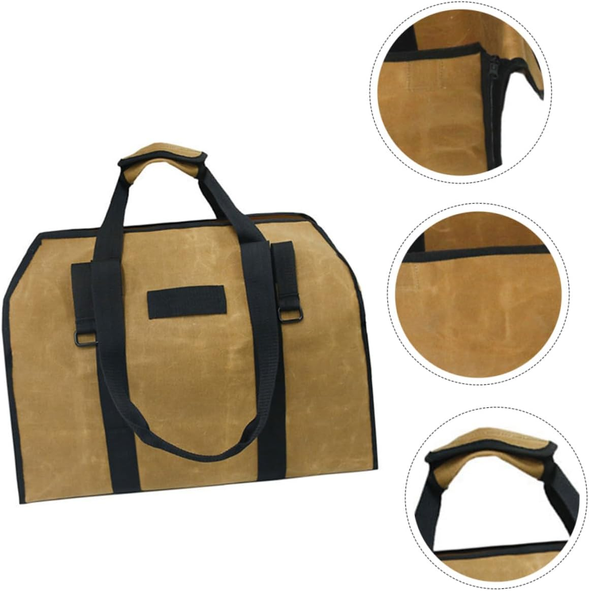 LABRIMP Water-Resistant Canvas Firewood Tote Bag with Metal Buckle Capacity Log Carrier Handbag for Outdoor and Indoor Firewood Storage and Easy Transport image number 2