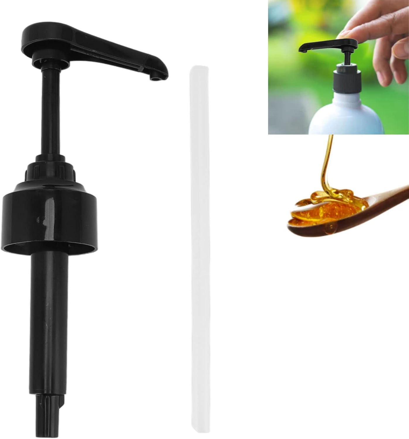 RIZGHWOY 8Ml Syrup Pump Dispenser Adjustable Cutting Tube for Sauce Bottle and Monin 1883 Syrup for Coffee Cocktail Milkshake (Black)
