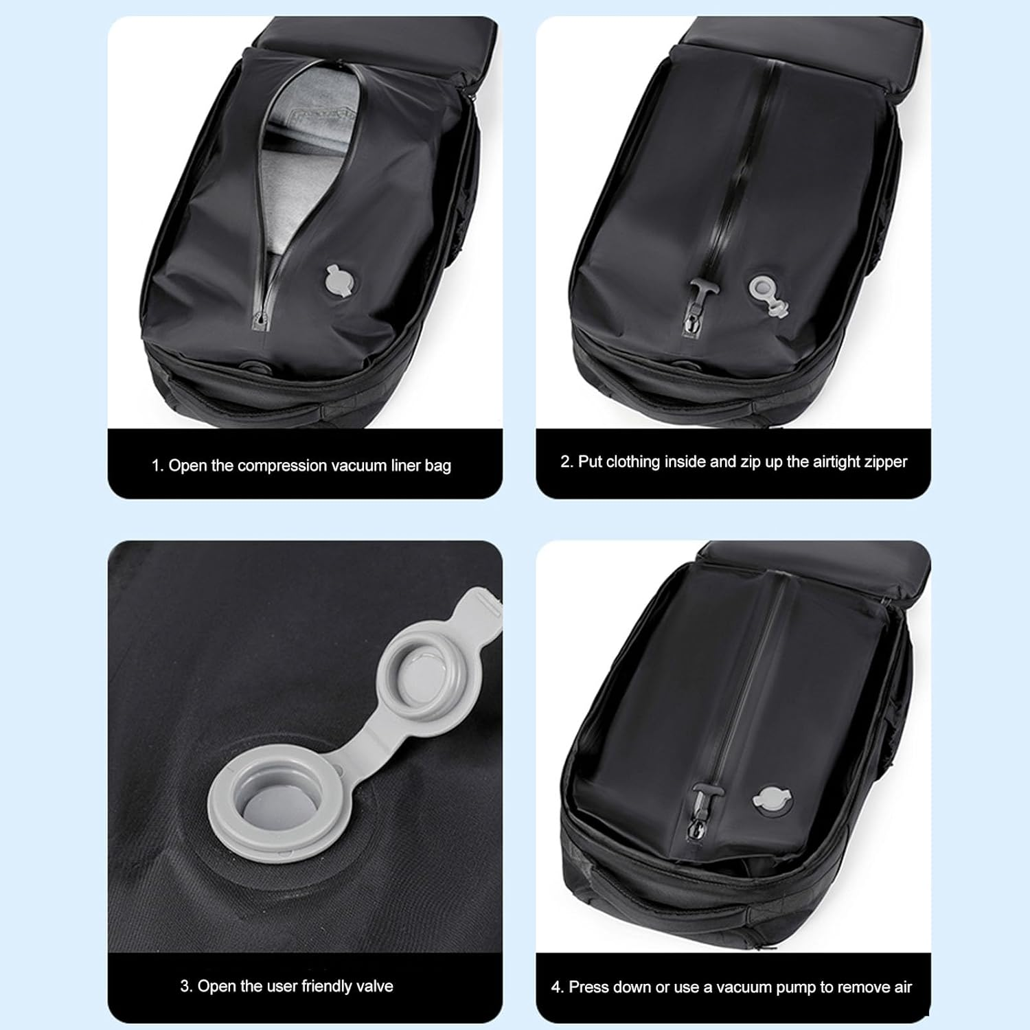 30L Travel Backpack with Wheels, Vacuum Compression Large Travel Laptop Backpack with 15.6 Inch Laptop Compartment & Air Pump for Men Women Adults