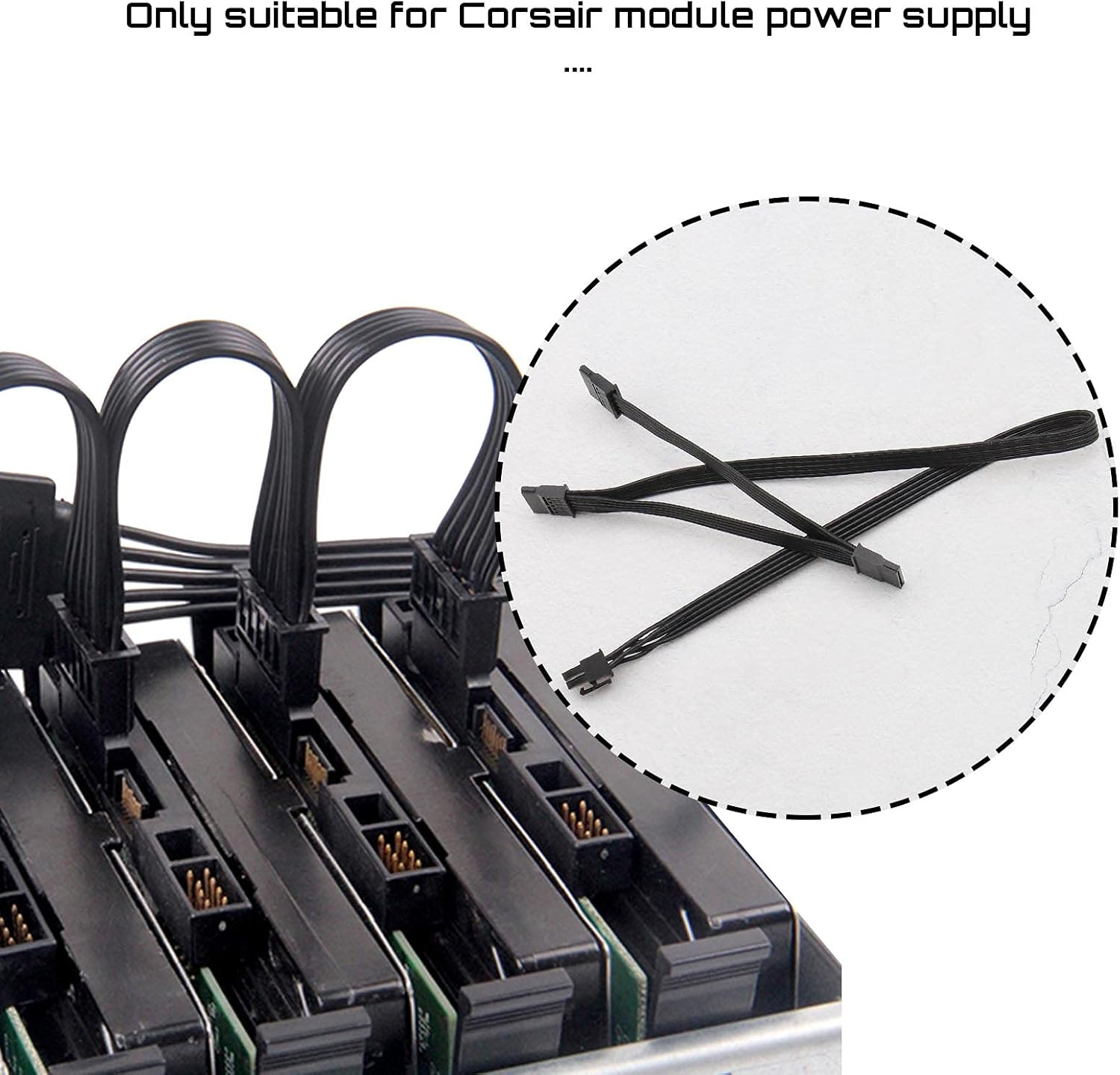 Emsea 6-Pin Male to 3X 15-Pin Female SATA Hard Drive Interface Adapter Power Supply Cable 1007 18AWG Compatible with Corsair Modular Psus image number 5