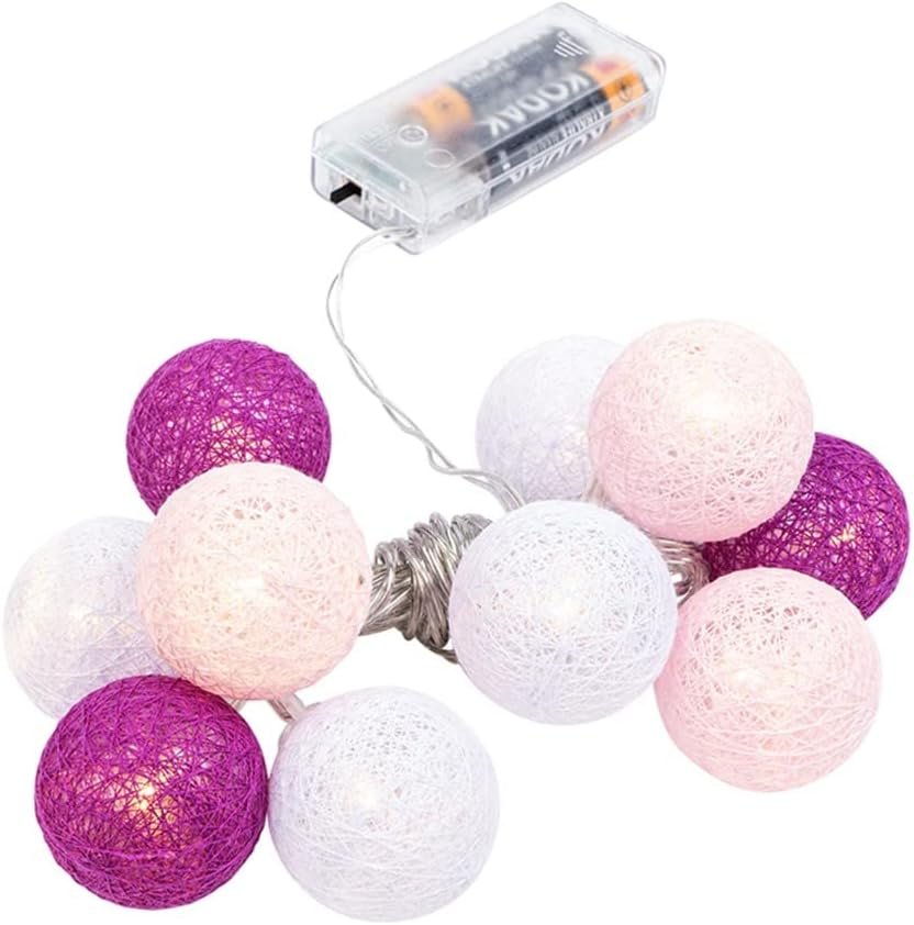 Ideen Mit Herz Ball Fairy Lights with 10 Leds, Battery Operated, 10 Cotton Balls in 3 Colours, Diameter 35 Mm per Ball, Includes Timer (White, Apricot, Dusky Pink)