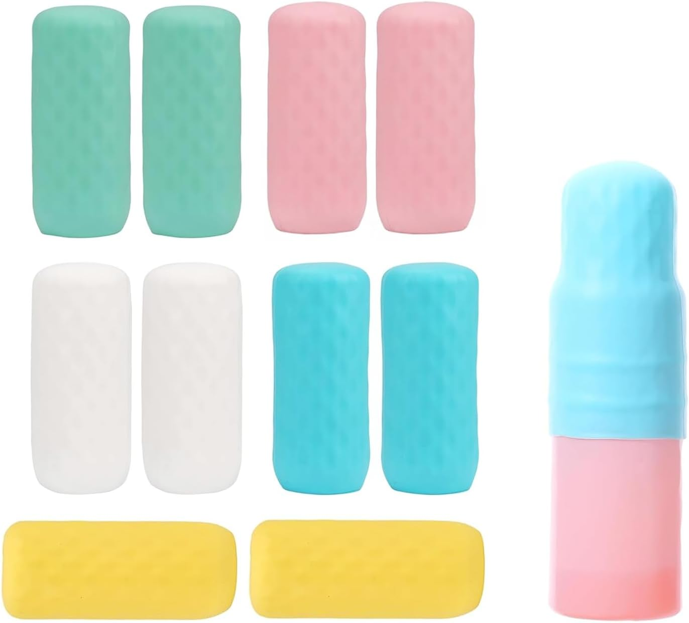 Fokmuaex 10 Pack Silicone Bottle Covers, Unisex Travel Essentials for Cruise & Plane, Leak-Proof Accessories for Shampoo, Lotion, Cosmetics - Fits Most Travel-Size Bottles, 5 Color Options image number 1