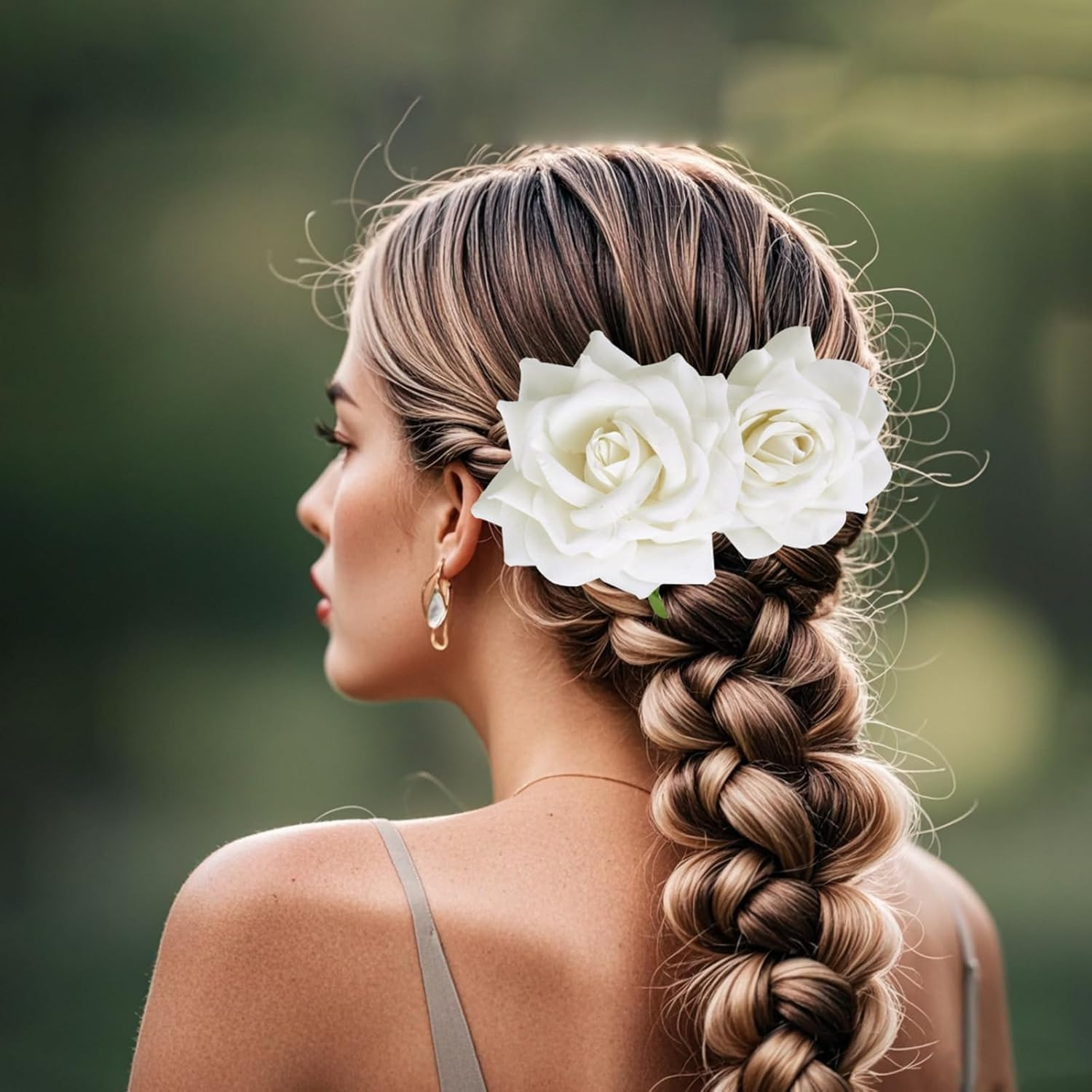 Pack of 3 Rose Hair Clips, Rose Flower Hair Clips, Red Rose Brooch Flower Clips, for Women, Girls, Party, Wedding, Valentine'S Day, Masquerade, Carnival (White) image number 5