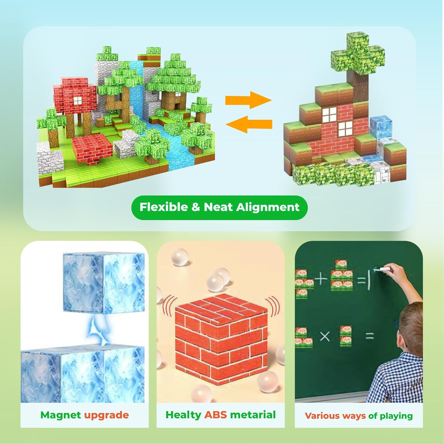 154PCS Magnetic Blocks - Build Animal Forest Set, Magnetic Tiles Building for Boys & Girls Age 3-8, STEM Montessori Sensory Toys for Toddlers Kids Gifts for 3+ Years Old, Construction Toy image number 6