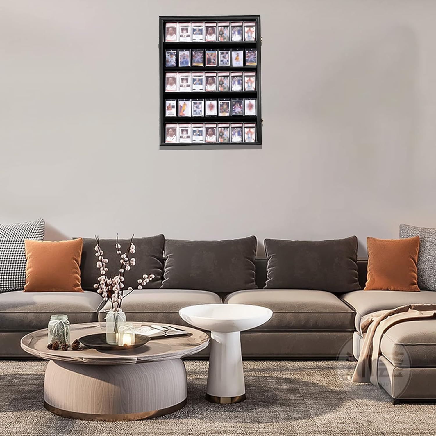 Sboitflmm 35 Graded Baseball Card Display Case - Wall Mount with Lock - UV Protection Acrylic - Sports Trading Cards Frame for Basketball, Football & Hockey (-Vertical) image number 5