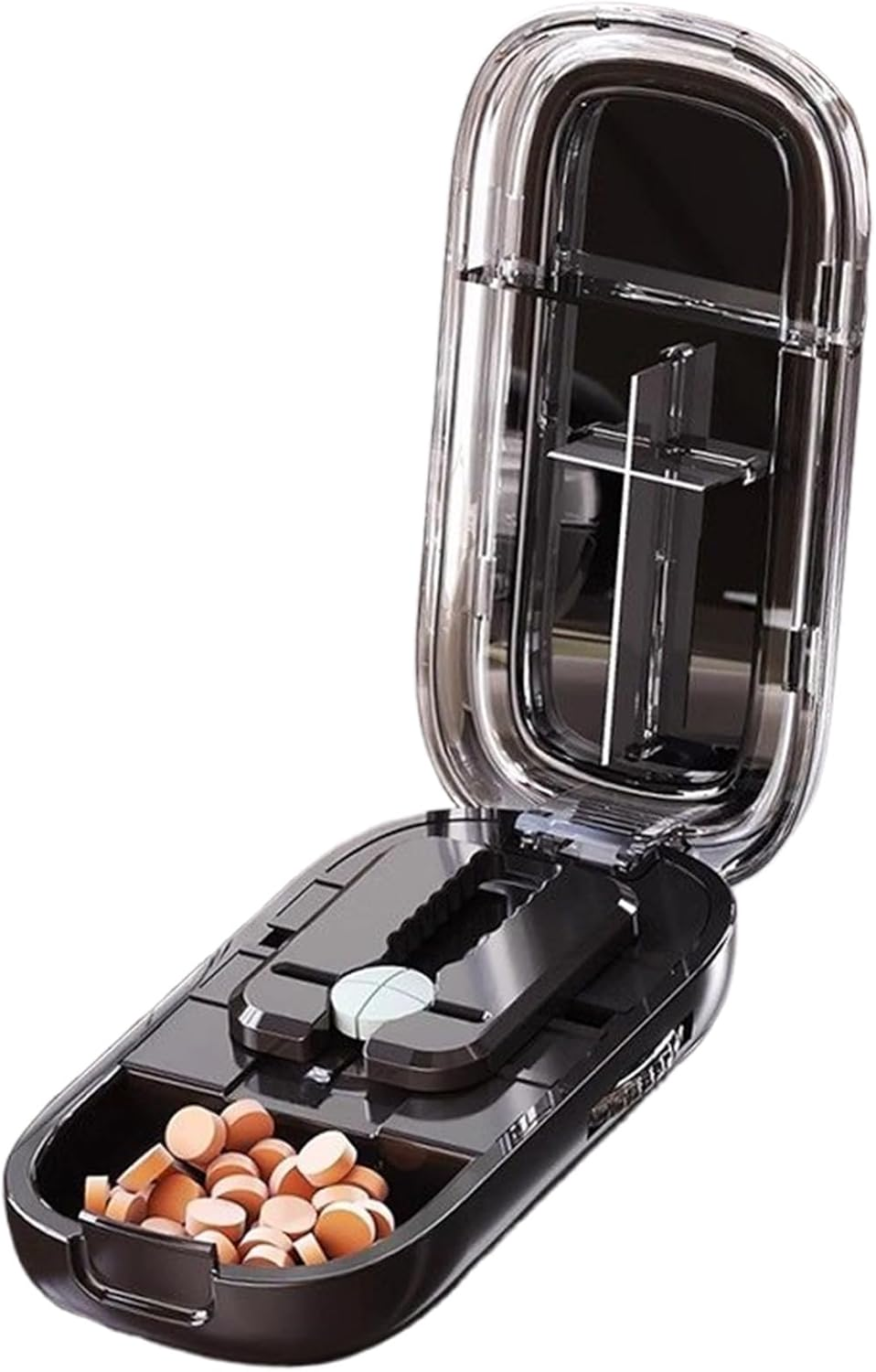 Pill Cutter Splitter, Portable Pill Cutter Splitter, Medicine Case Half or Quarter Crusher for Cutting Multiple Pills, Easy to Use with Safe 3.35X1.77X0.91 Inches