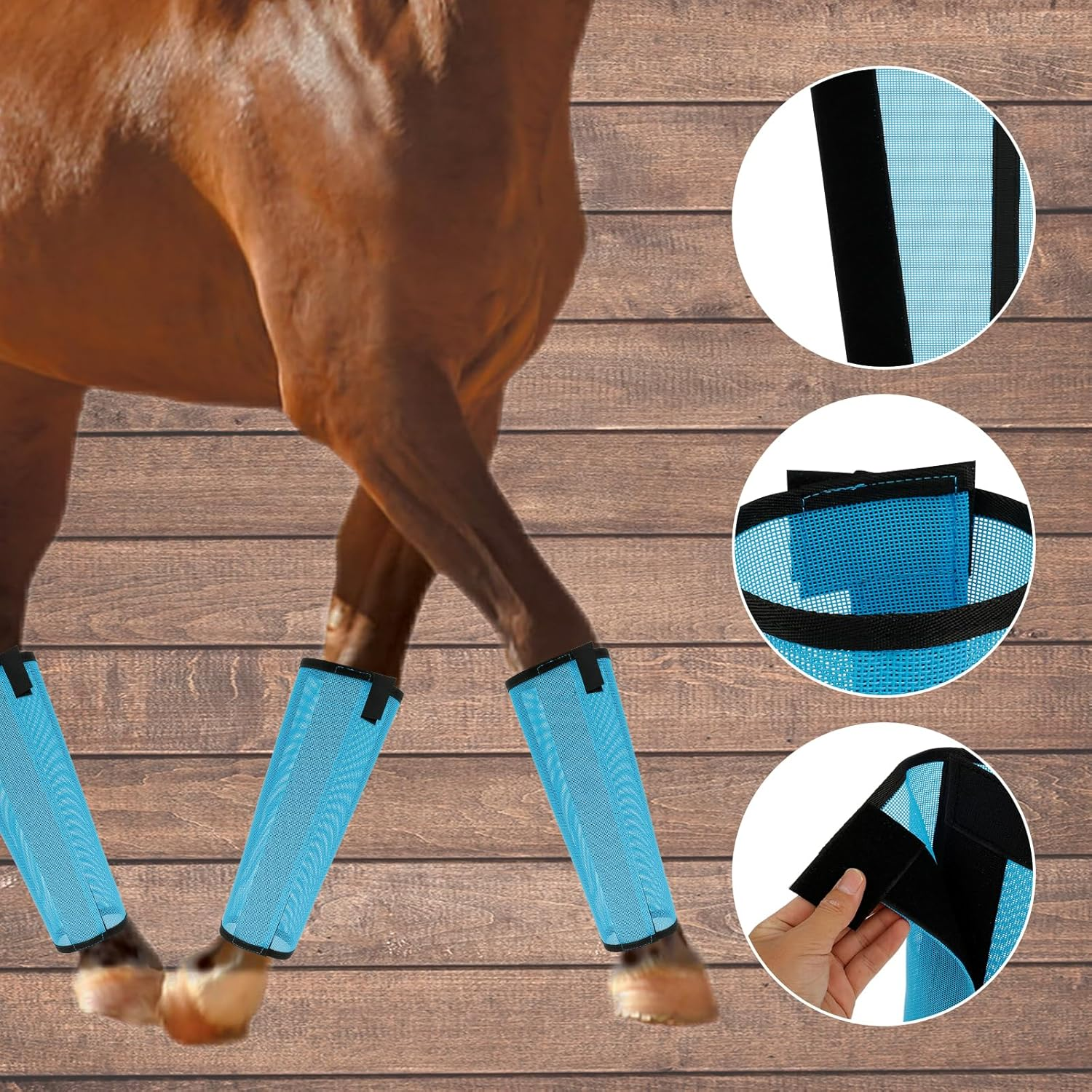 HSHGZSR 4Pcs Mesh Fly Boots for Horses 18.5&times;14.6 Inch Breathable Mesh Horse Boots Protective Horse Leg Wraps Horse Leggings Flies Fly Boots for Preventing Flies and Mosquitoes Bites image number 4