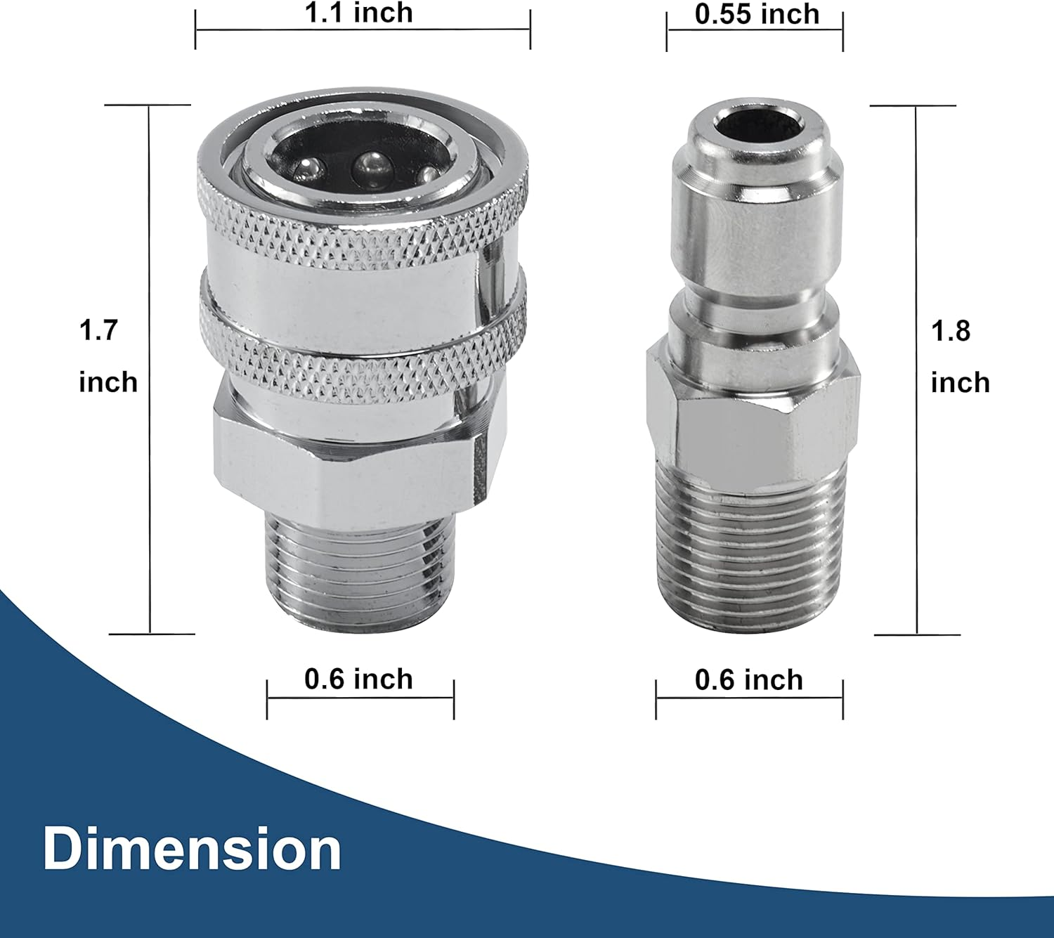 Raincovo Pressure Washer Quick Connect 3/8 Inch, Pressure Washer Fittings, Adapter Set, Male Thread, 4 Pieces image number 4