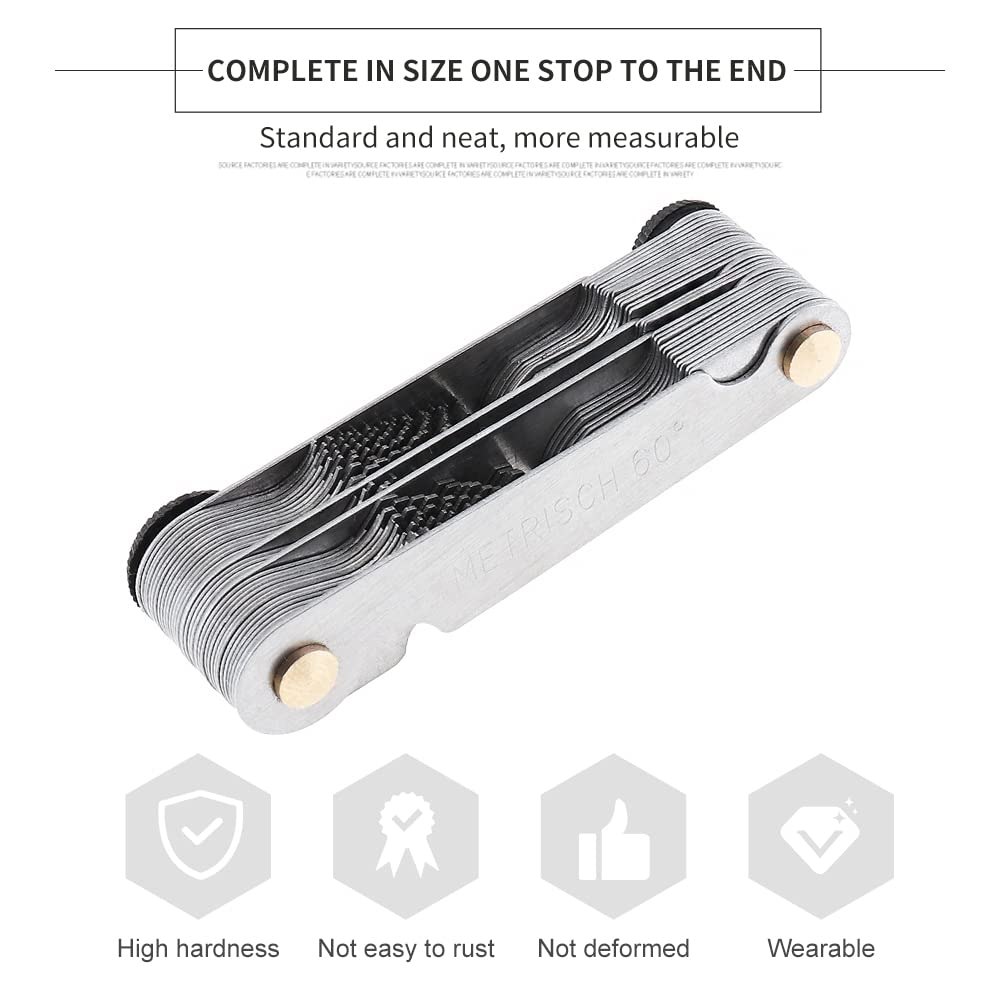 Screw Thread Pitch Cutting Gauge Tool 58Pcs/Set - Stainless Steel Metric & Imperial & US SAE Whitworth 55 Degree & Metric US 60 Degree for Industrial Measurement image number 2