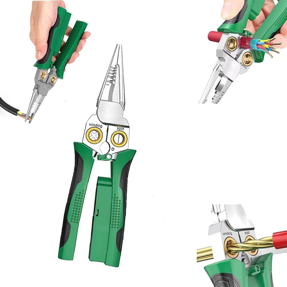 1 Pcs Wire Stripper Twister with Electricity Measurement Function 8In1 Wire Stripping Pliers for Cutting and Pulling Wires Cable Scissors for Scraping and Pressing Wires with Voltage Test image number 1