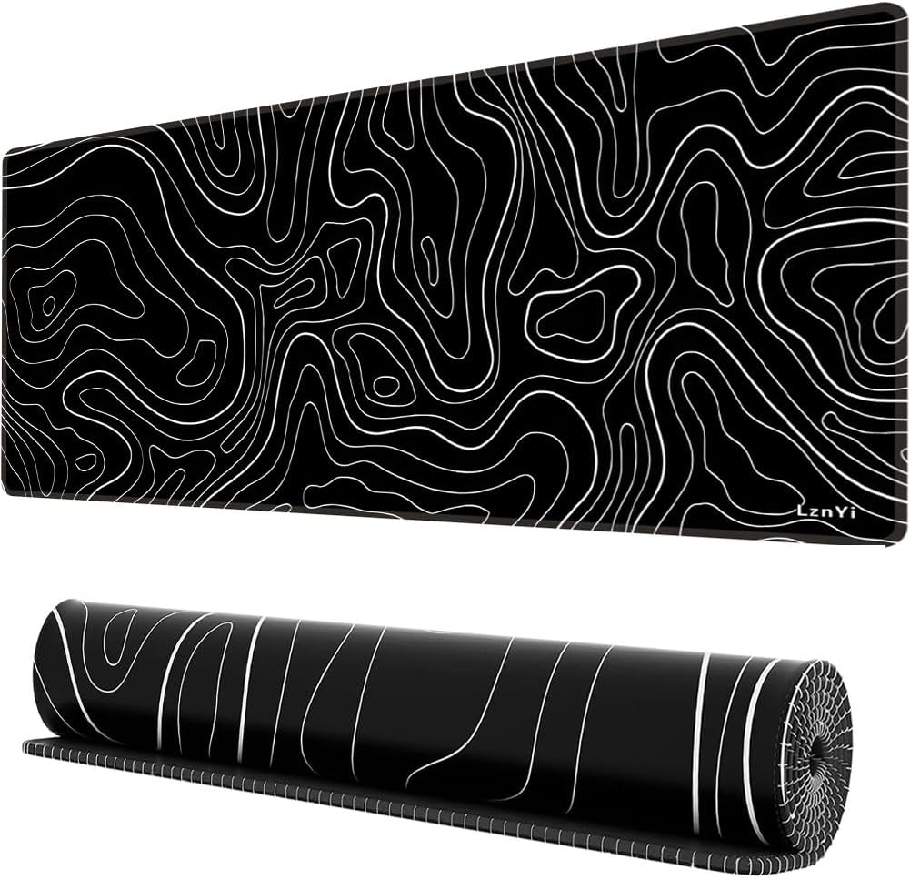 Lznyi Mouse Pad Large Gaming Desk Mat Extended Mousepad with Personalized Design Keyboard Pad for Laptop, Computer and PC - 600X300Cm Black World Map