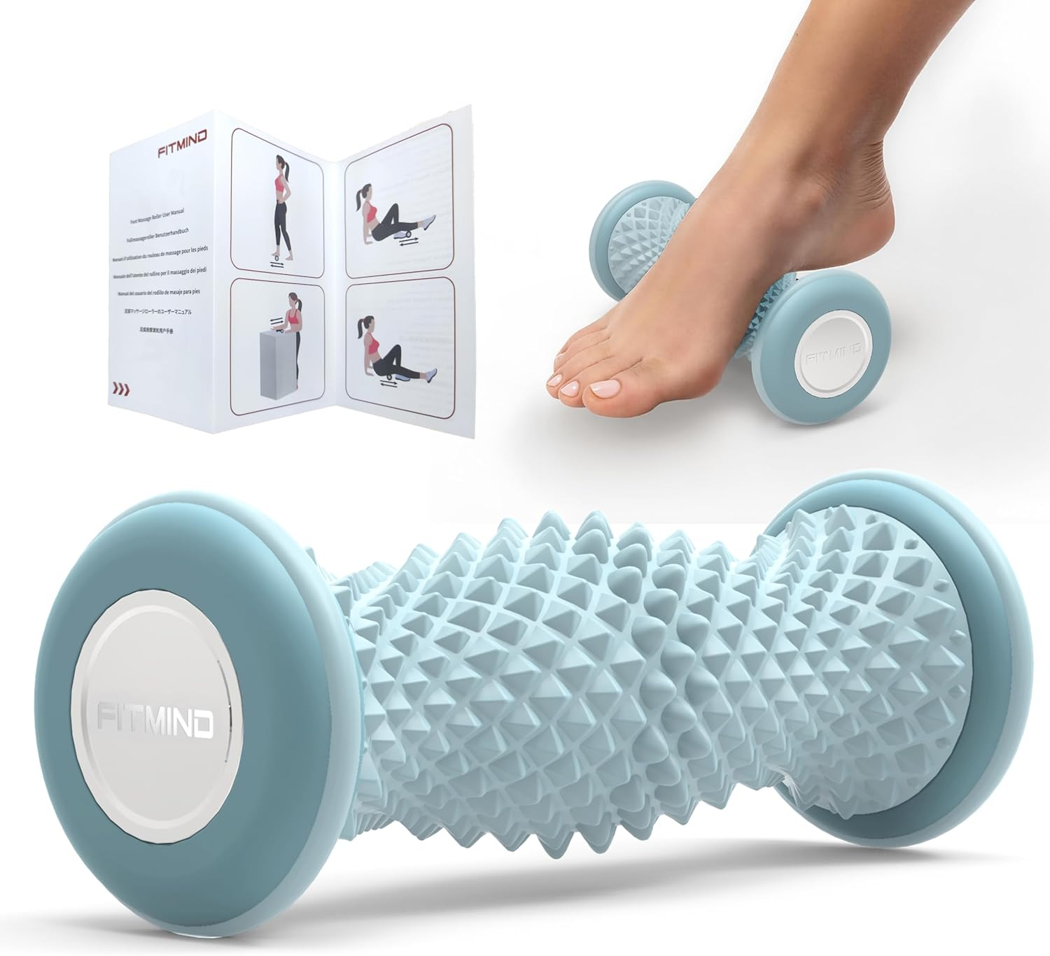 FITMIND Foot Massager Roller for Plantar Fasciitis Relief, Portable Foot Roller, Deep Tissue Muscle Massage, Foot Arch and Heel Pain, Reflexology Tool
