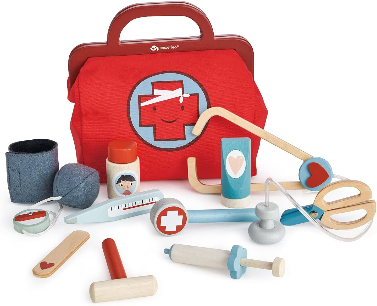 Tender Leaf Toys Doctor'S Bag - Wooden Pretend Play Medical Kit for Children Practice Roleplay and Early Learning Development image number 1