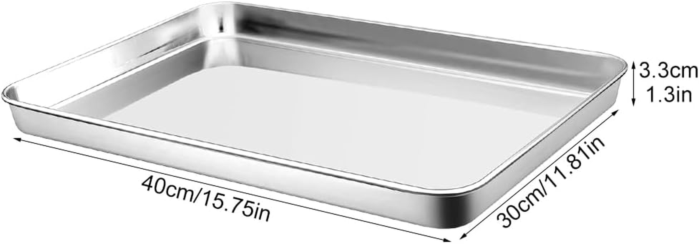 3PCS Large Baking Sheets,15.75X11.81X1.3Inch Stainless Steel Baking Pan Tray,Cookie Sheet Baking Sheet,Commercial Grade Professional Bakeware Oven Tray,Bakeware Oven Tray for Baking, Roasting