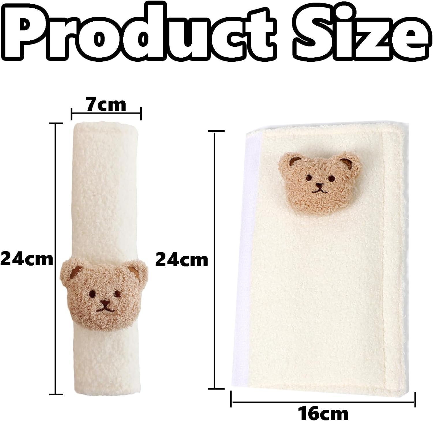 Bear Seat Belt Pads, 2Pack Car Seat Belt Covers, Seat Belt Pads White Plush, Soft Car Seat Belt Pad Cover, Seat Belt Covers Seatbelt Strap Cover, Universal (White Plush) image number 4