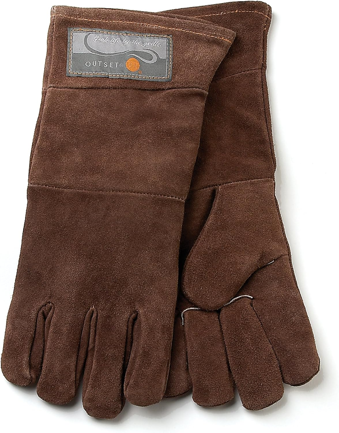 Outset Leather Grill Gloves, Set of 2 Brown Leather BBQ Gloves image number 4