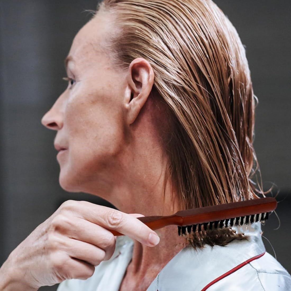 MUNZE Sleek Bun Brush Teasing Hair Brush Boar Bristle Hair Brush Tail Comb, Hair Brushes with Boar Bristles Soft Natural Bristles for Hair and Beard Styling image number 4